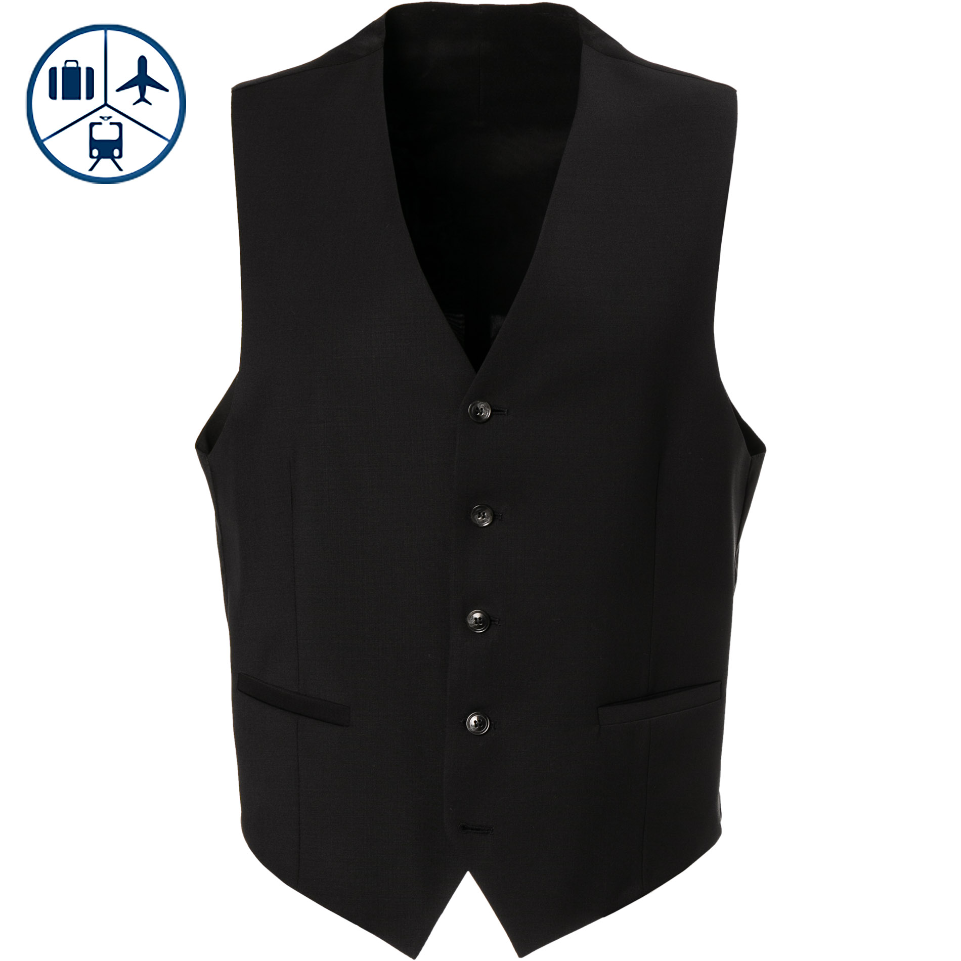 Carl Gross Herren Weste schwarz Schurwoll-Stretch