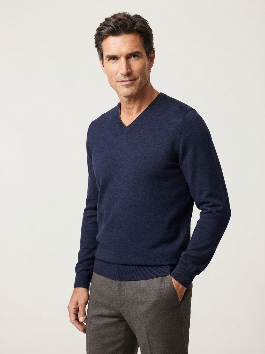 Pullover, Schurwolle, marineblau