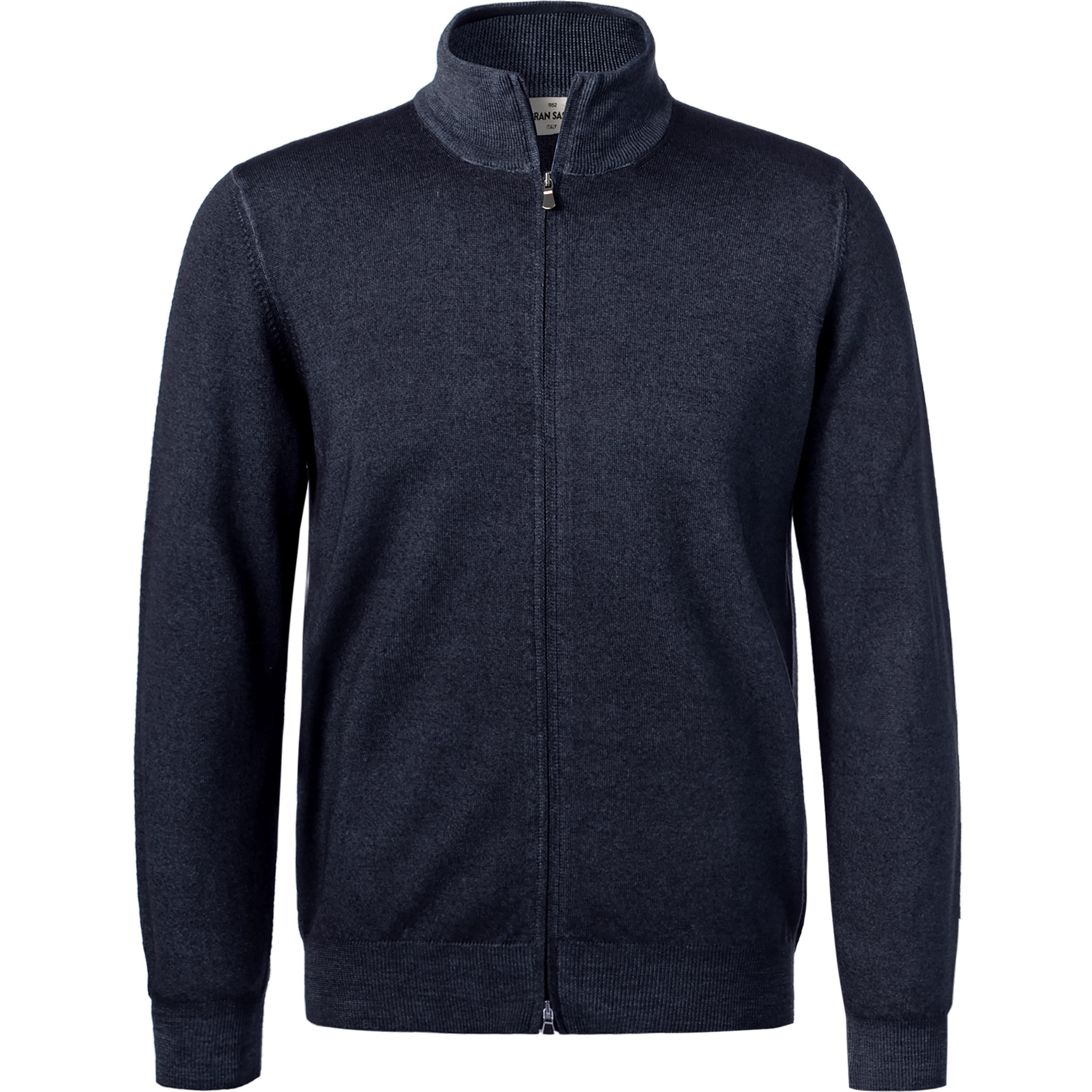 Gran Sasso Herren Cardigan blau Schurwolle unifarben
