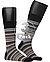 Serie Microblock, Socken, Baumwolle, schwarz gestreift - grau-weiß
