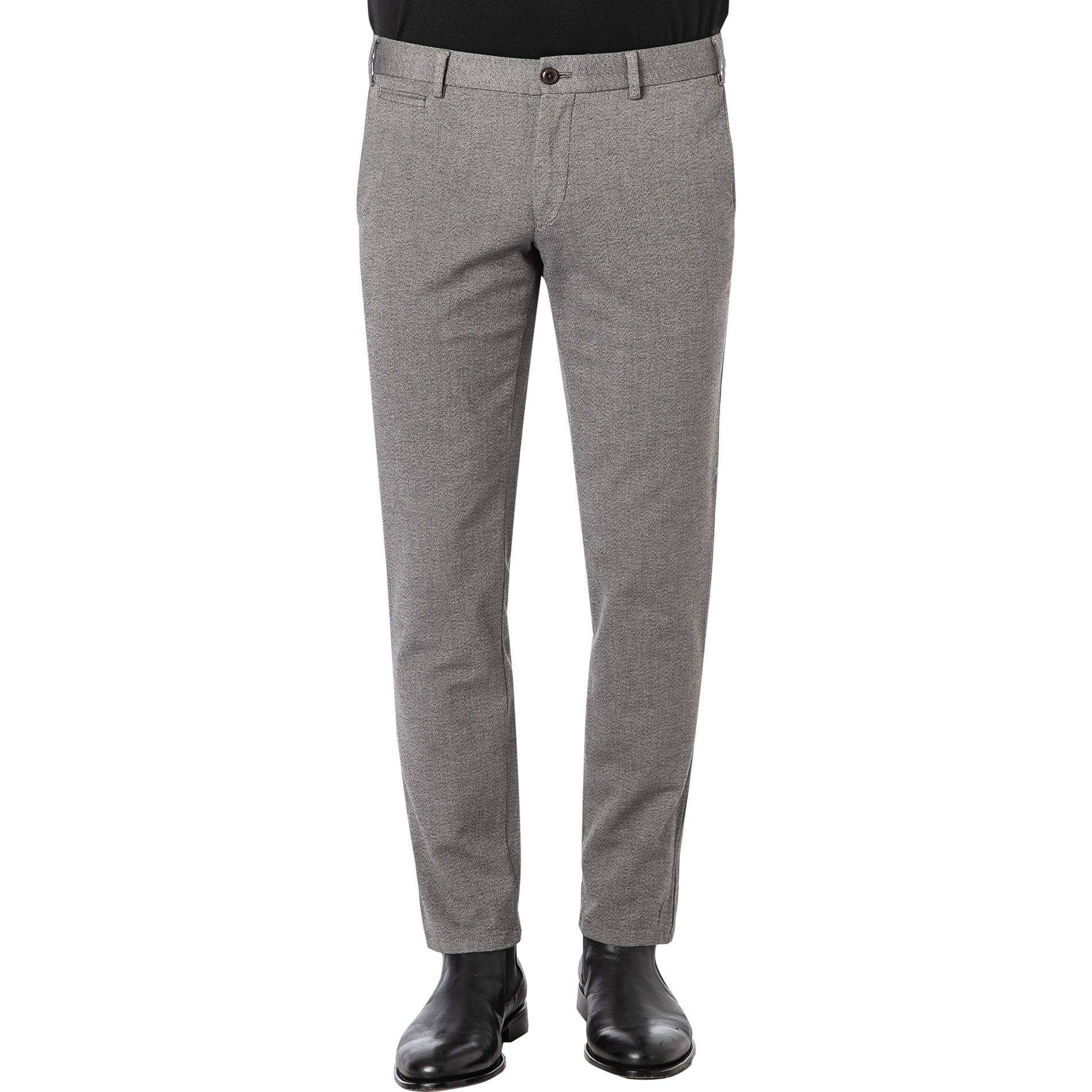 HILTL Herren Hose grau Baumwolle meliert Slim Fit