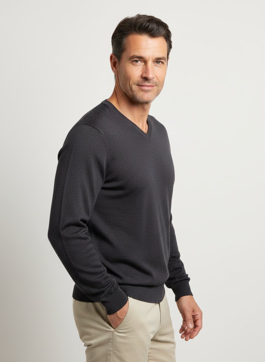 Pullover, Merinowolle, grau