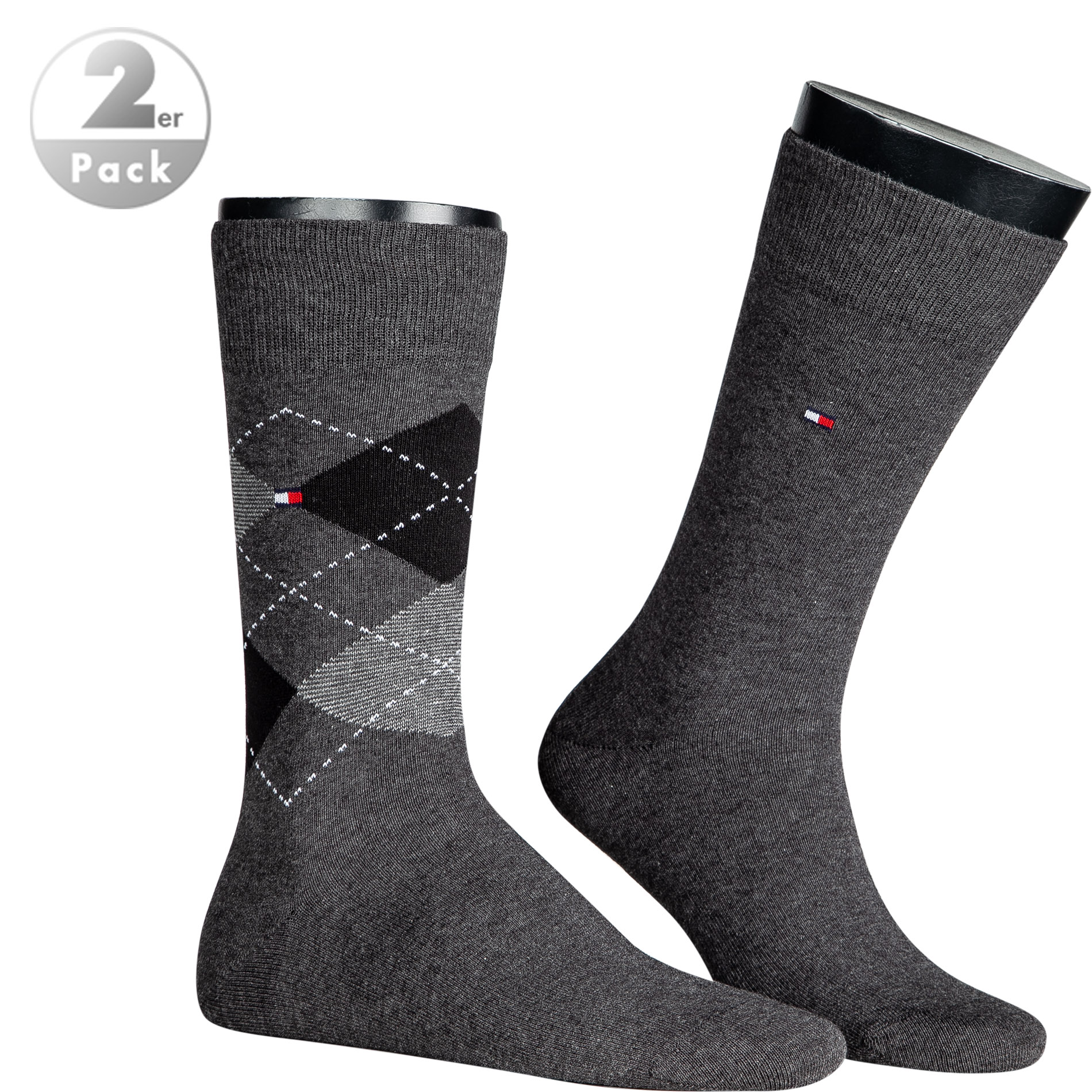 Tommy Hilfiger Herren Socken Grau Baumwolle & Mix Unifarben