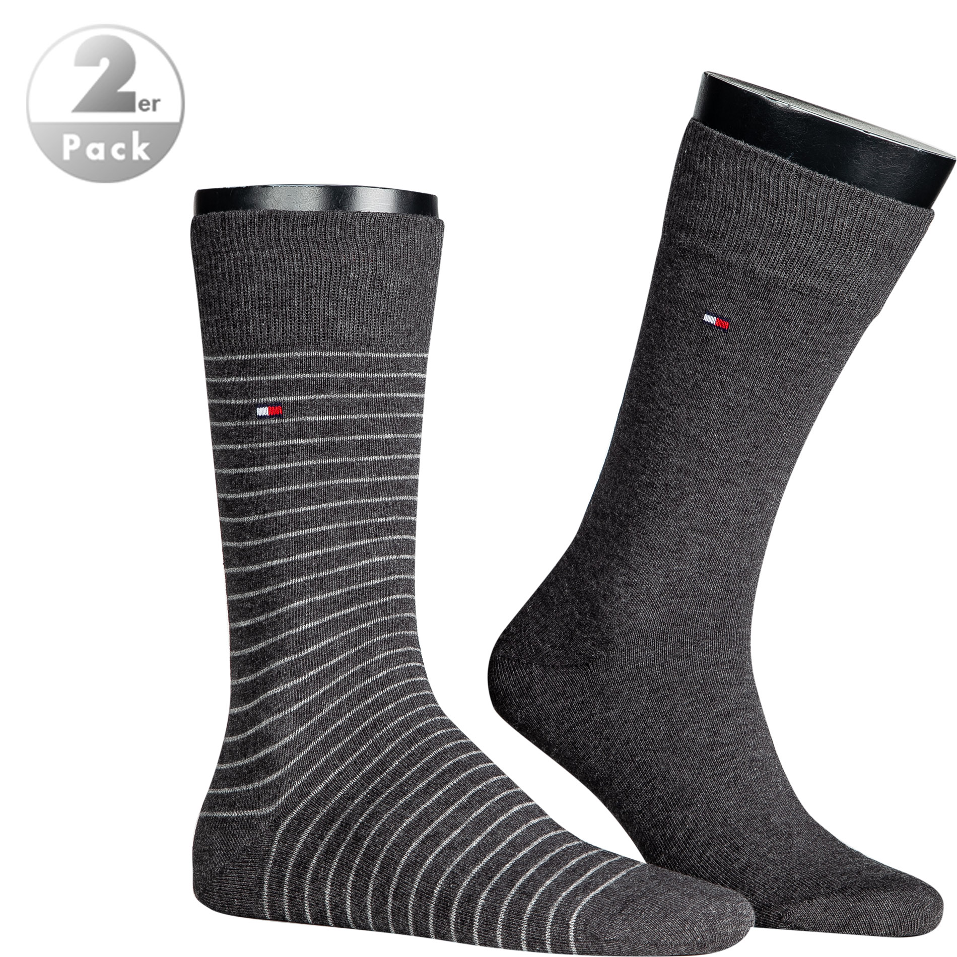 Tommy Hilfiger Herren Socken Grau Baumwolle & Mix Gestreift