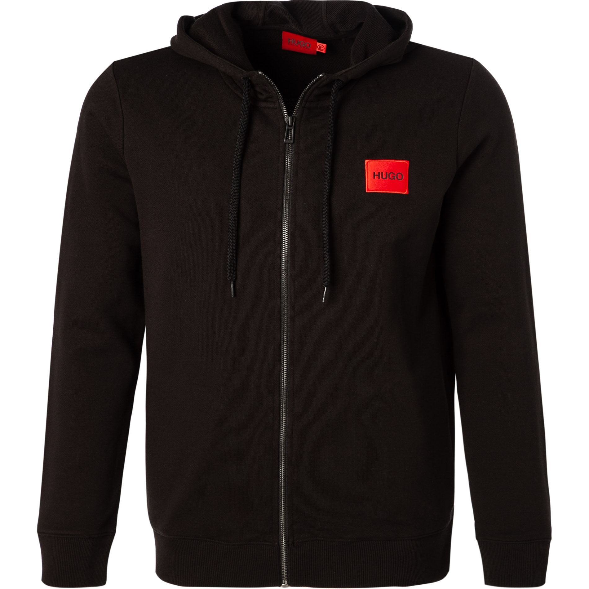 HUGO Herren Sweatjacke schwarz unifarben