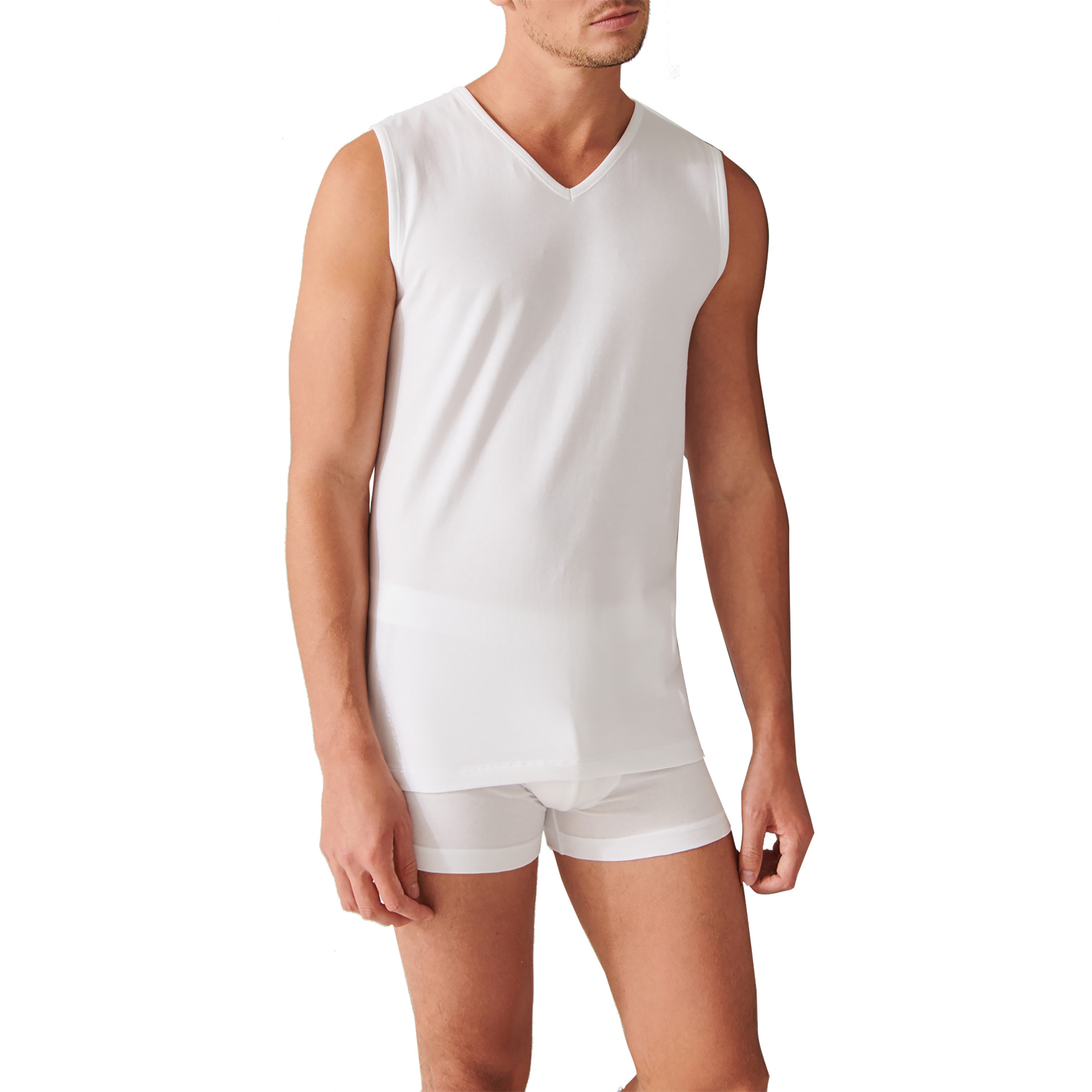 Schiesser Herren Tanktops weiß Baumwolle unifarben