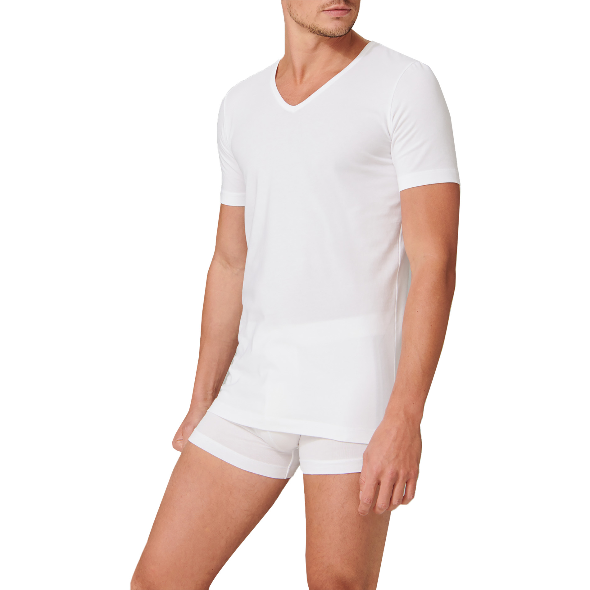 Schiesser Herren T-Shirts weiß Baumwolle unifarben