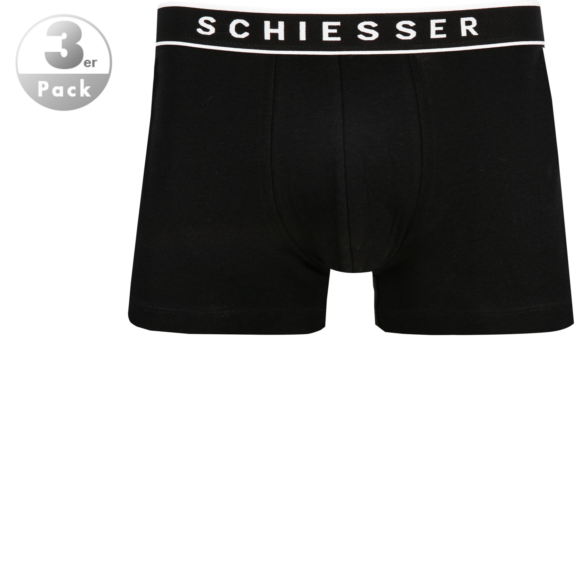 Schiesser Herren Shorts schwarz Baumwolle unifarben
