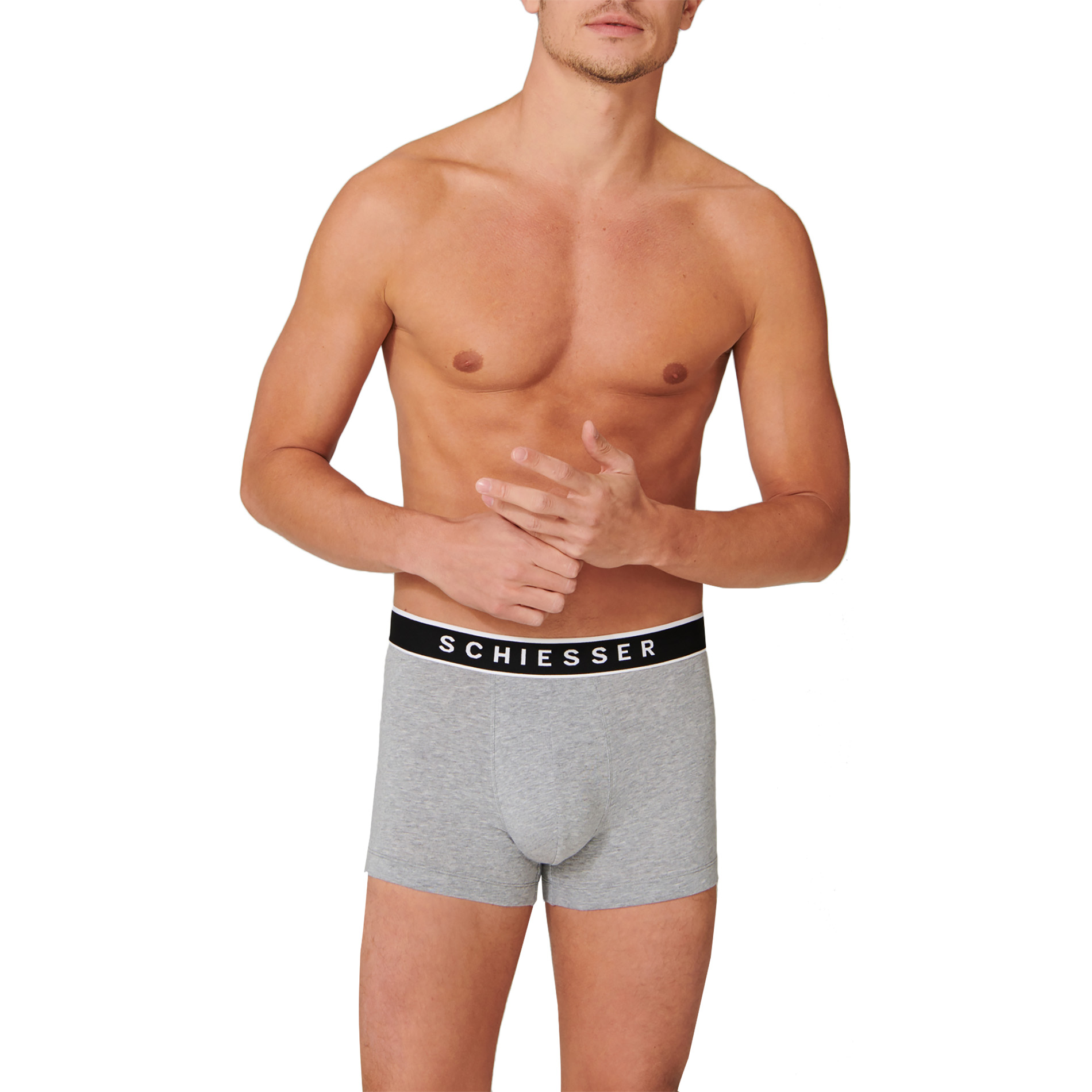 Schiesser Herren Shorts grau Baumwolle meliert