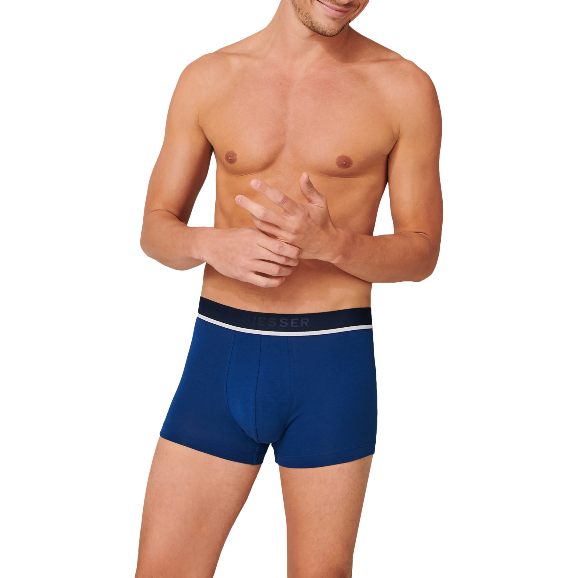 Schiesser Herren Shorts blau Baumwolle unifarben