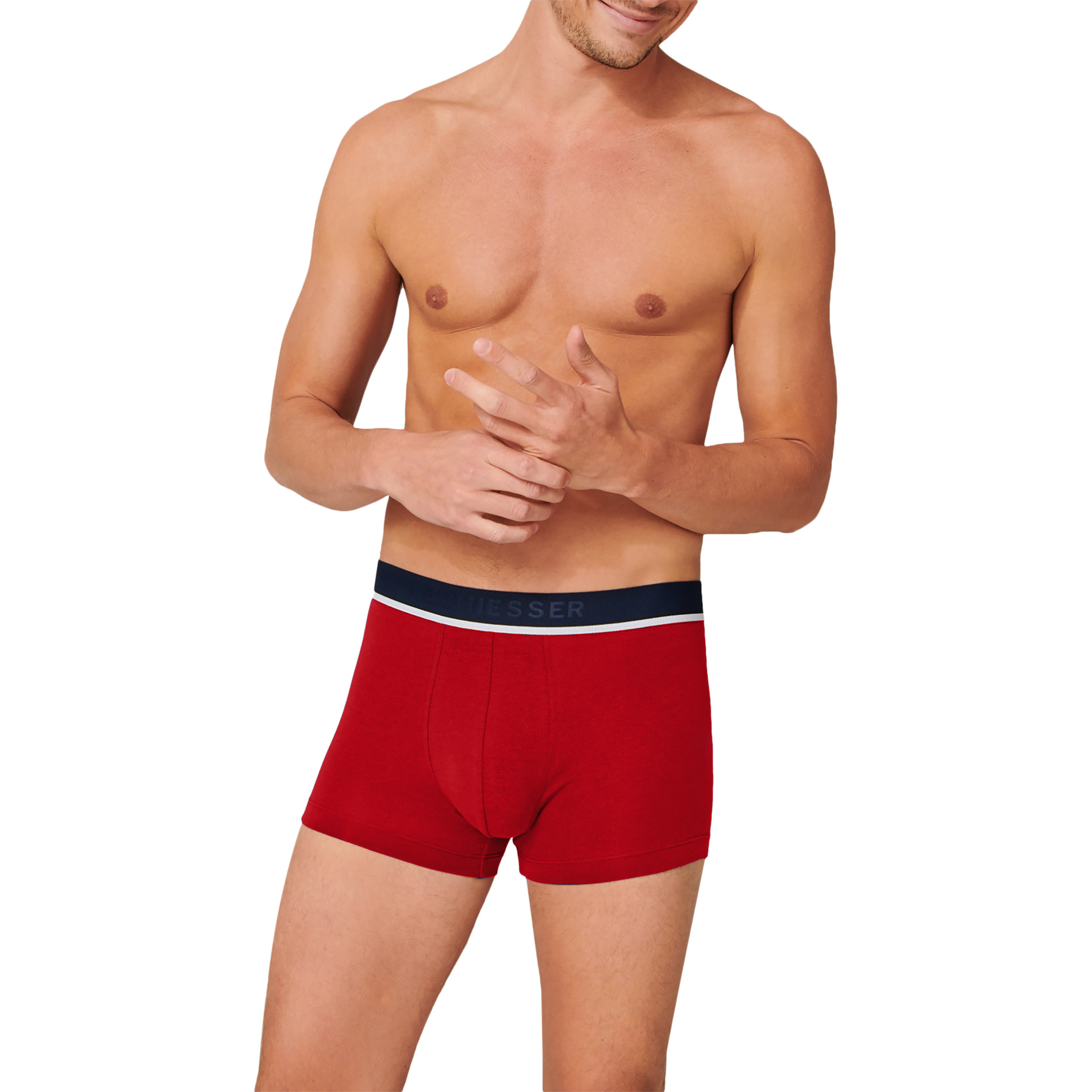 Schiesser Herren Shorts blau Baumwolle unifarben