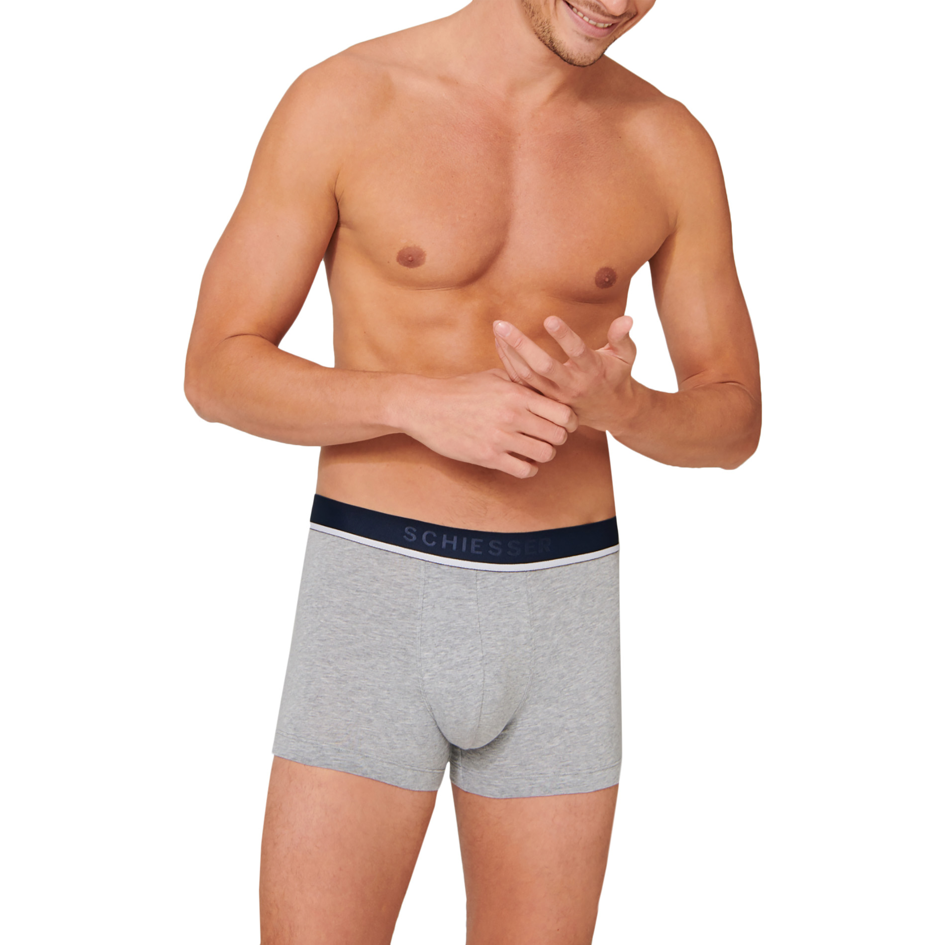 Schiesser Herren Shorts blau Baumwolle unifarben
