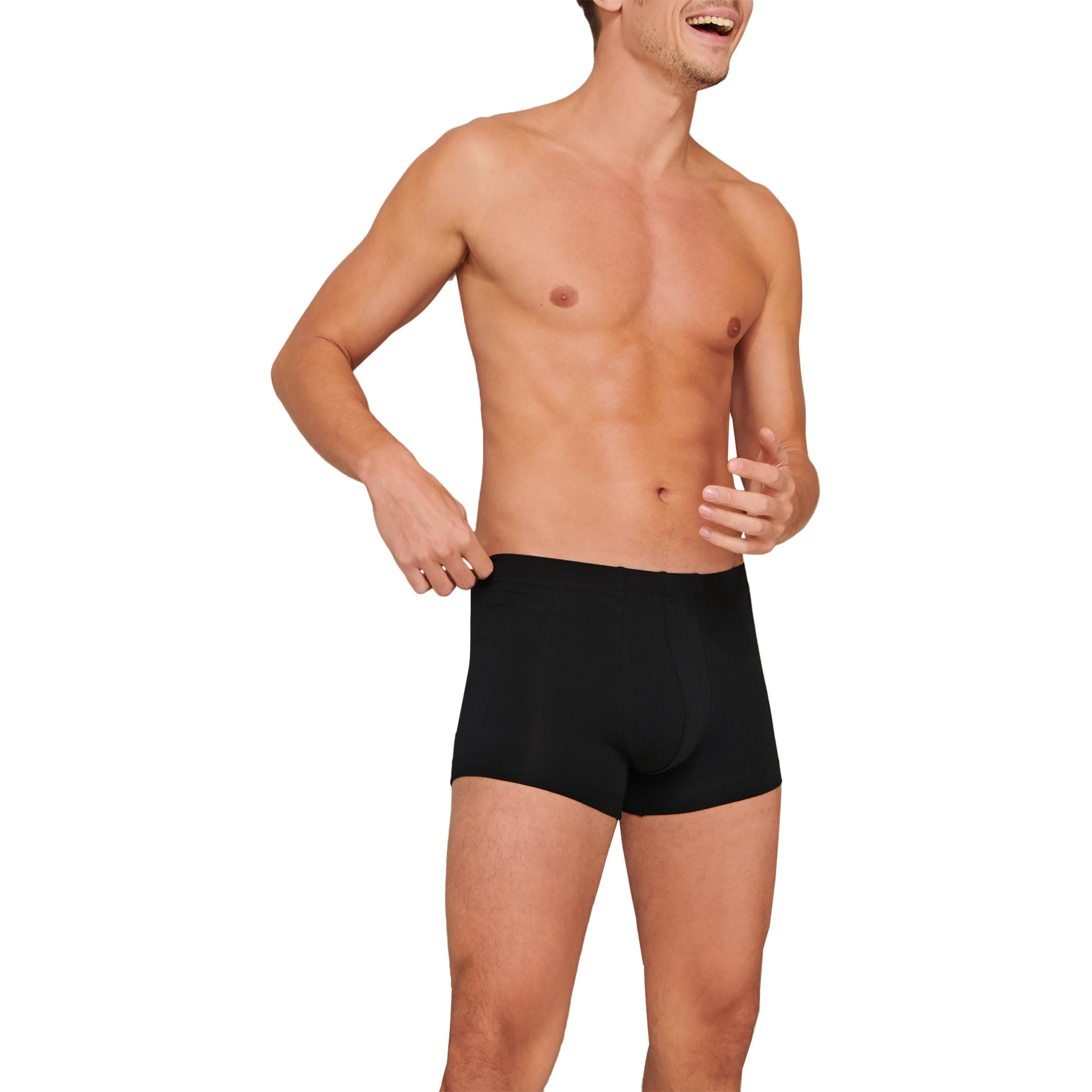 Schiesser Herren Shorts schwarz Baumwoll-Stretch unifarben
