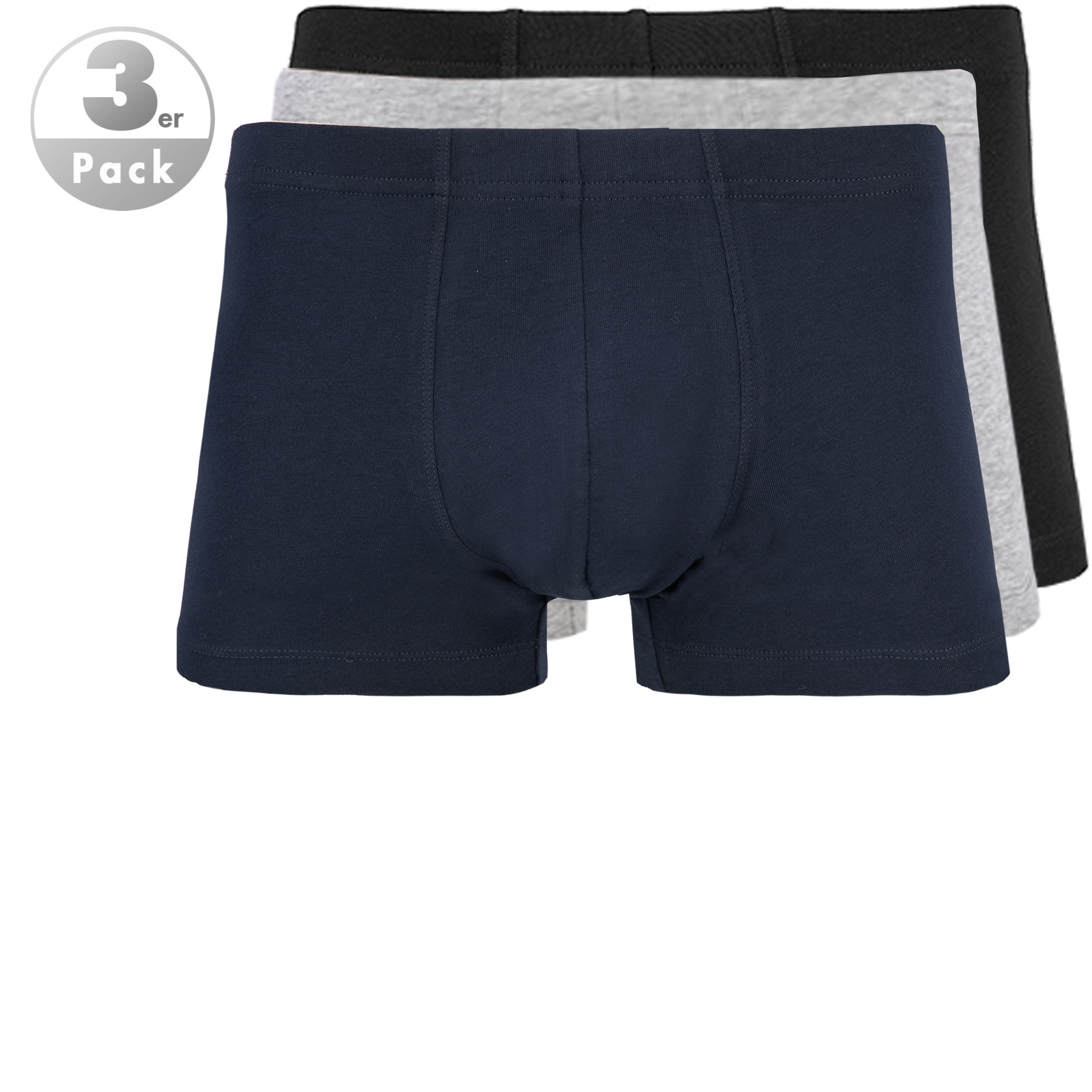 Schiesser Herren Shorts blau Baumwoll-Stretch unifarben