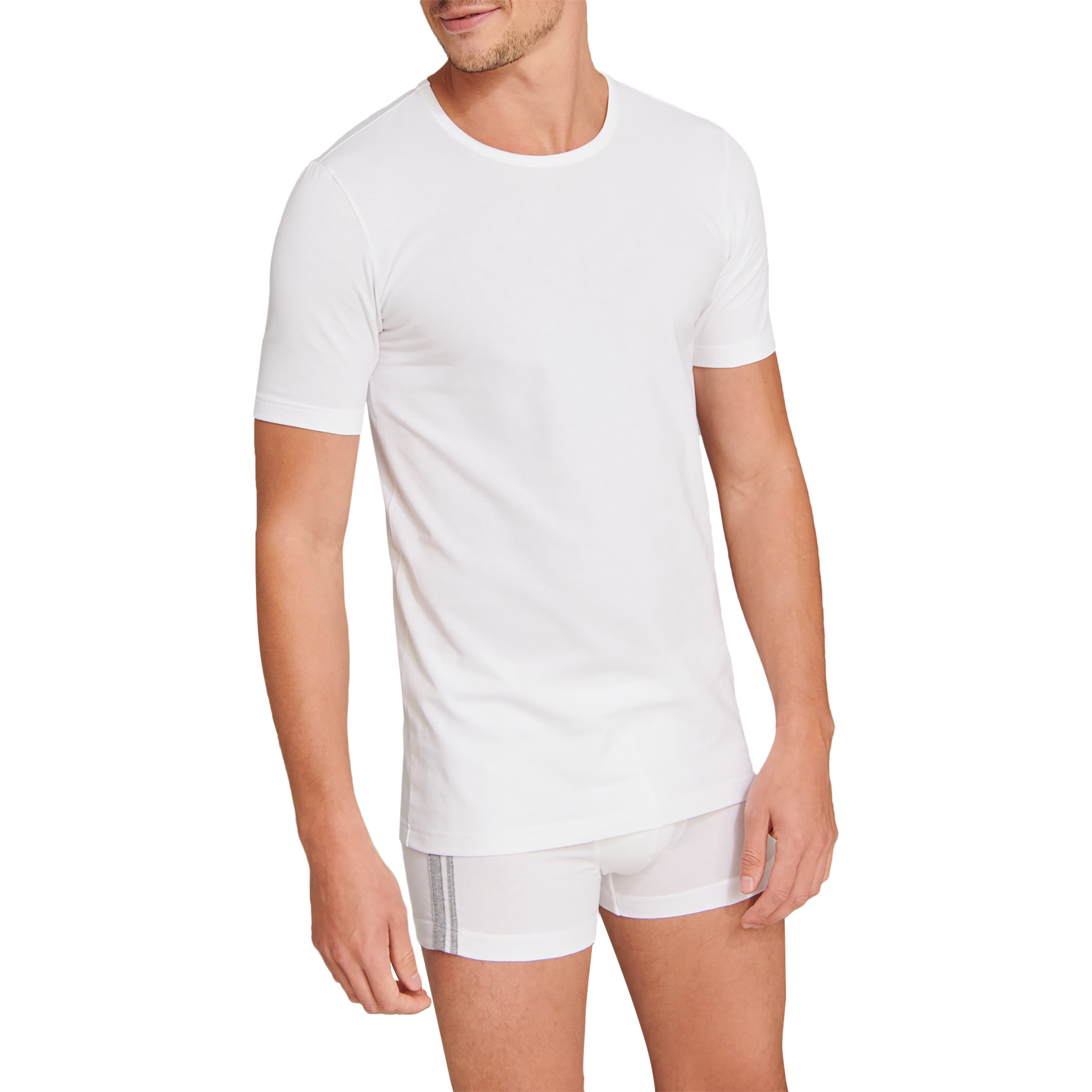 Schiesser Herren T-Shirts weiß Baumwolle unifarben