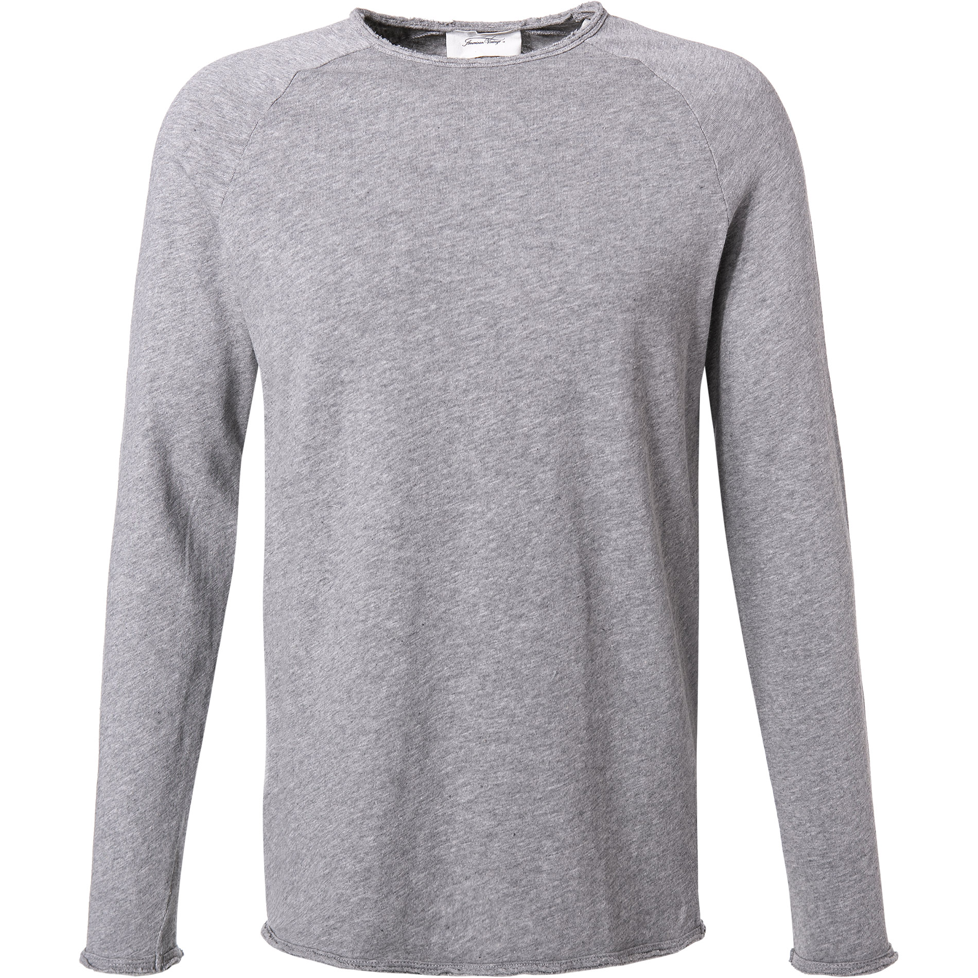 American Vintage Herren Longsleeve grau Baumwolle meliert