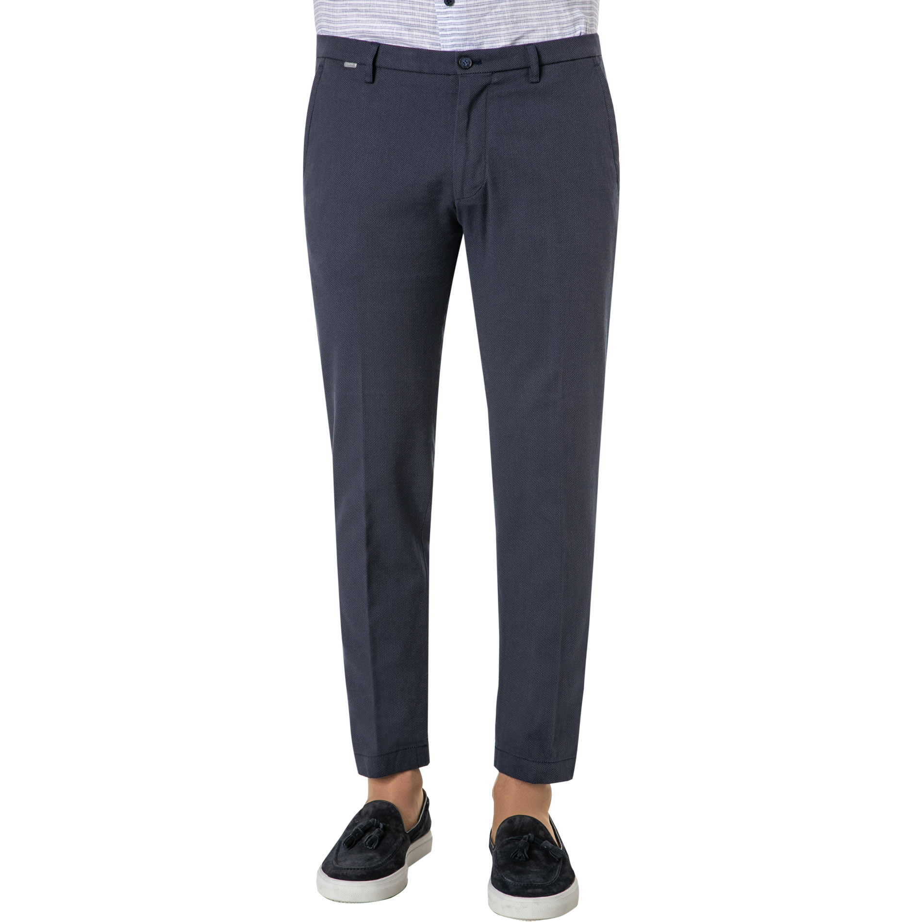 CINQUE Herren Hose blau Baumwolle meliert Slim Fit