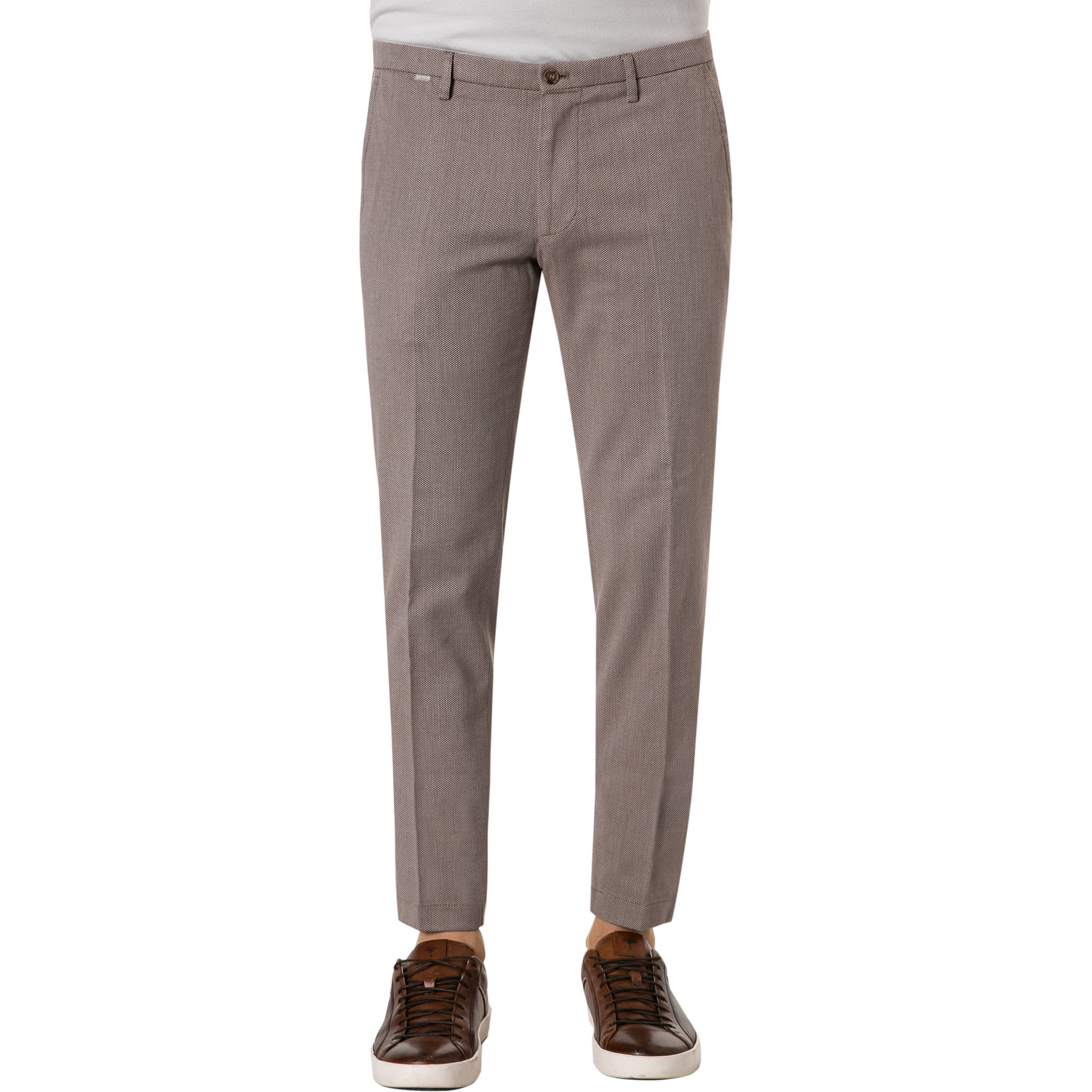 CINQUE Herren Hose braun Baumwolle meliert Slim Fit