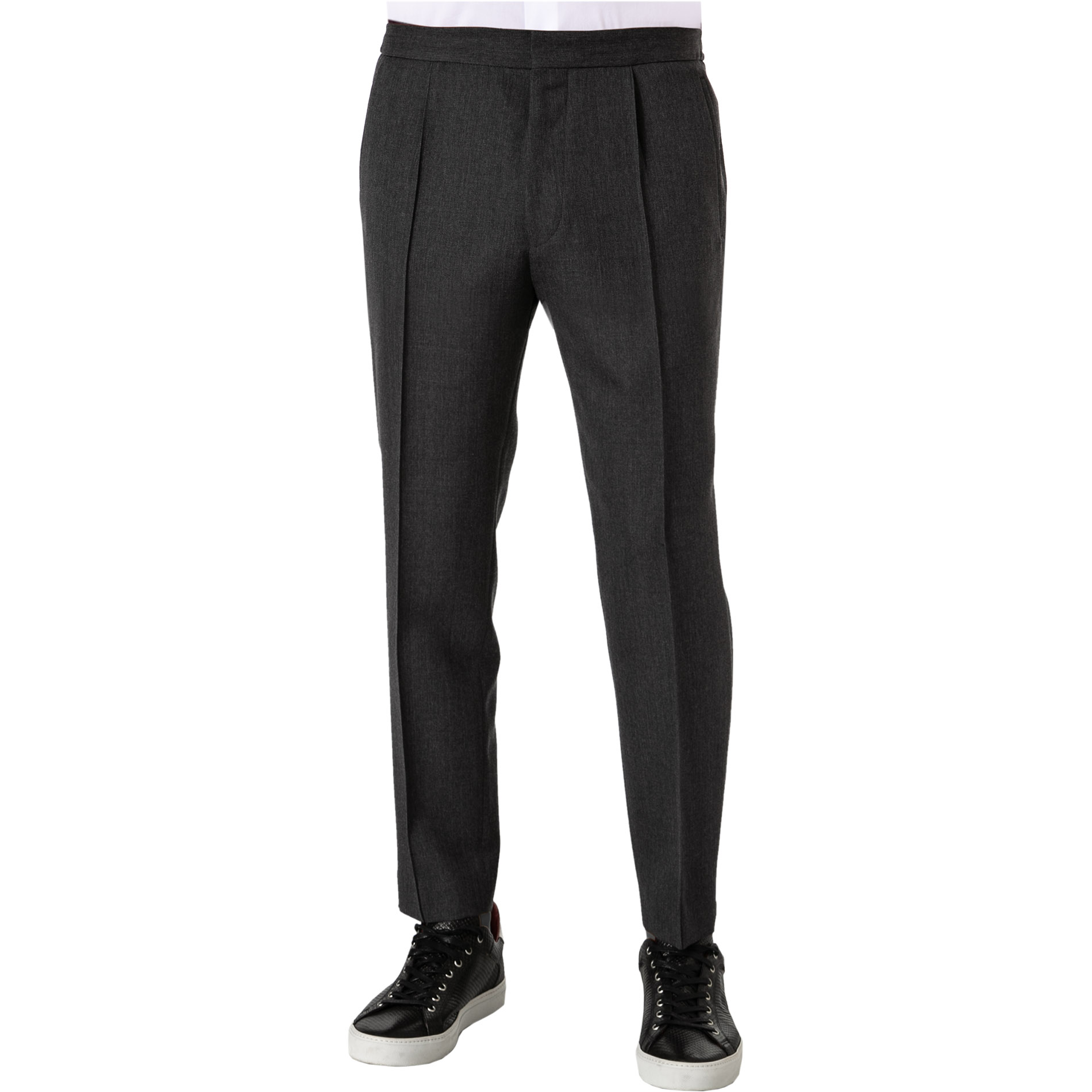 BOSS Black Herren Hose grau meliert Slim Fit