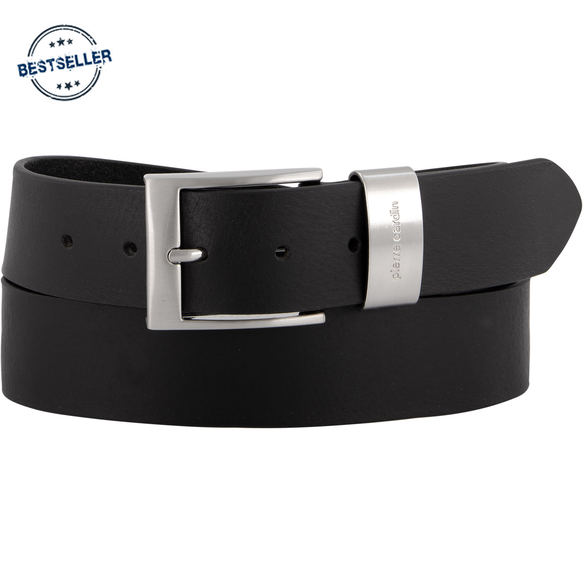 Pierre Cardin Herren Gürtel schwarz Glattleder