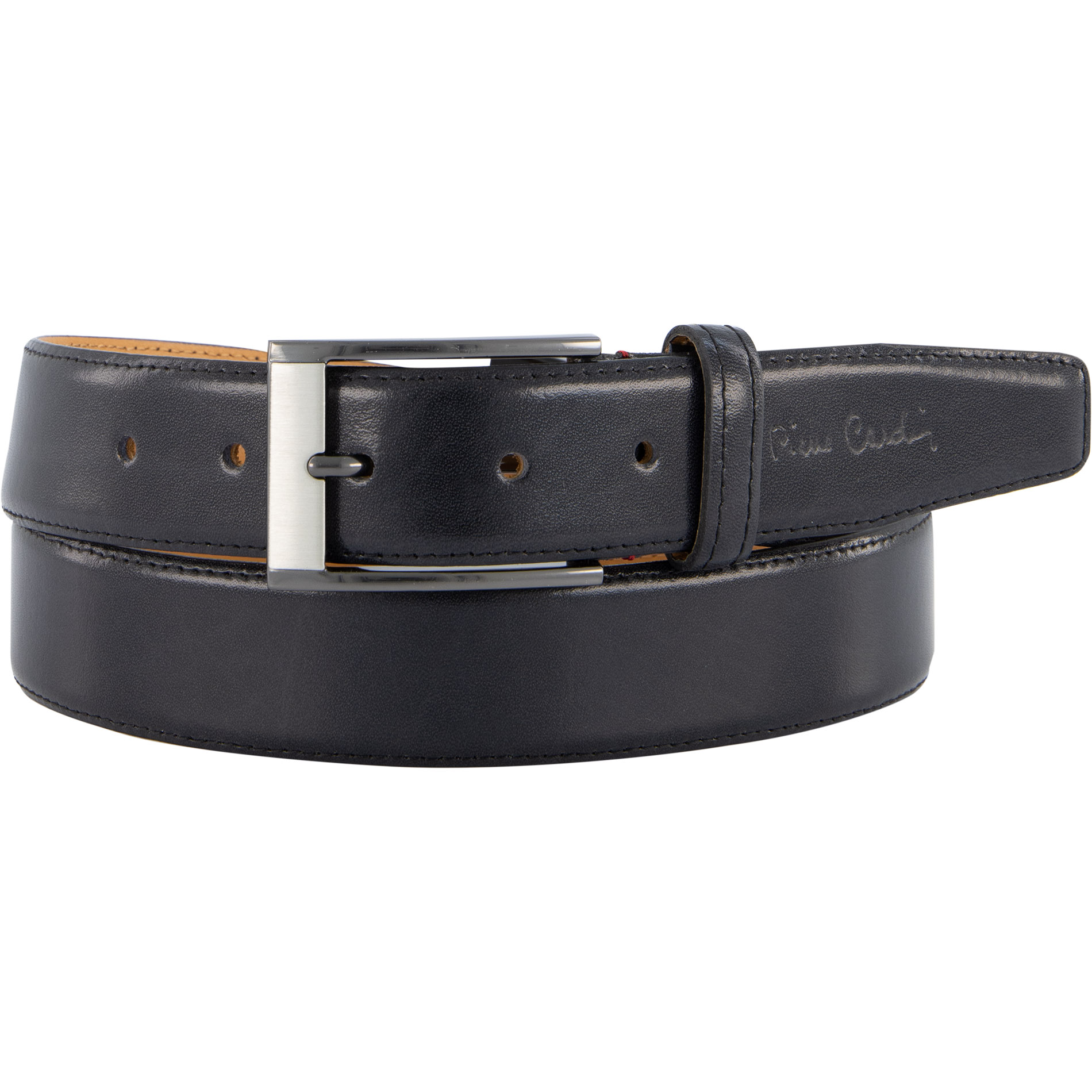 Pierre Cardin Herren Gürtel schwarz Glattleder