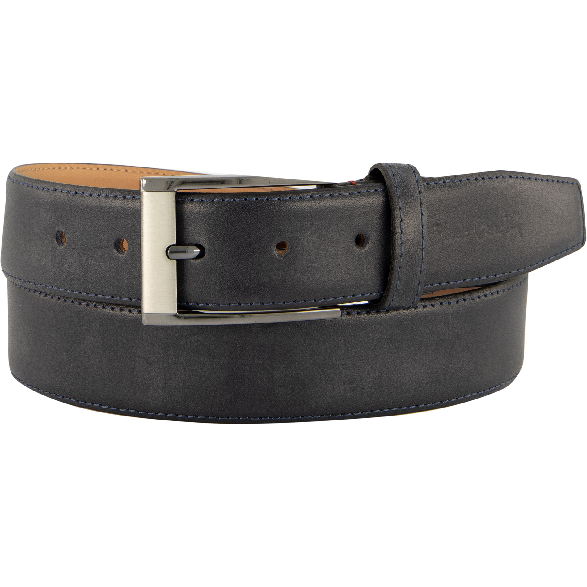 Pierre Cardin Herren Gürtel Blau Glattleder