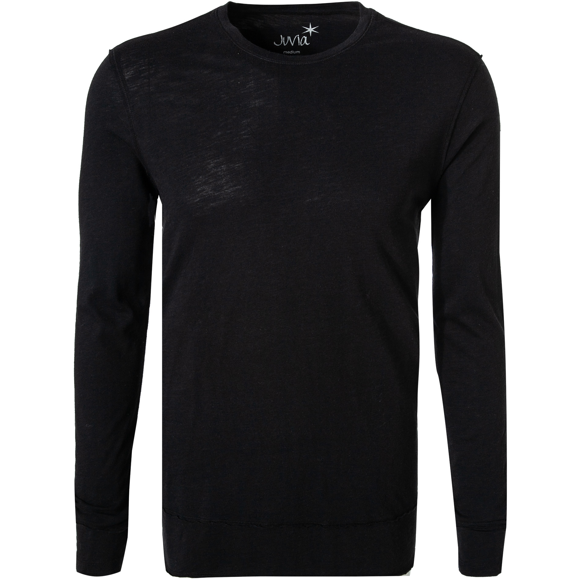 JUVIA Herren Longsleeve schwarz Baumwolle