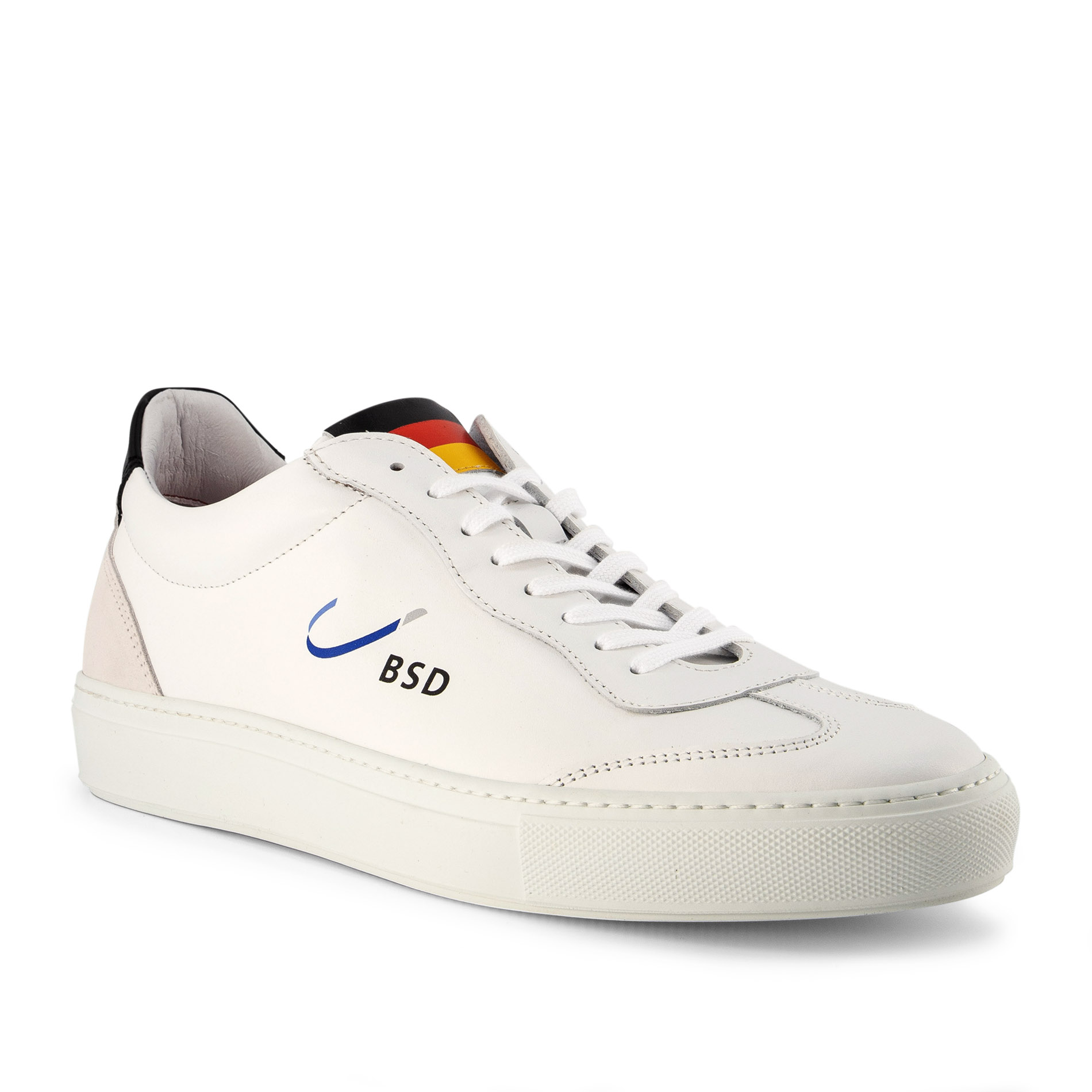 rosso e nero Herren Sneaker weiß Glattleder