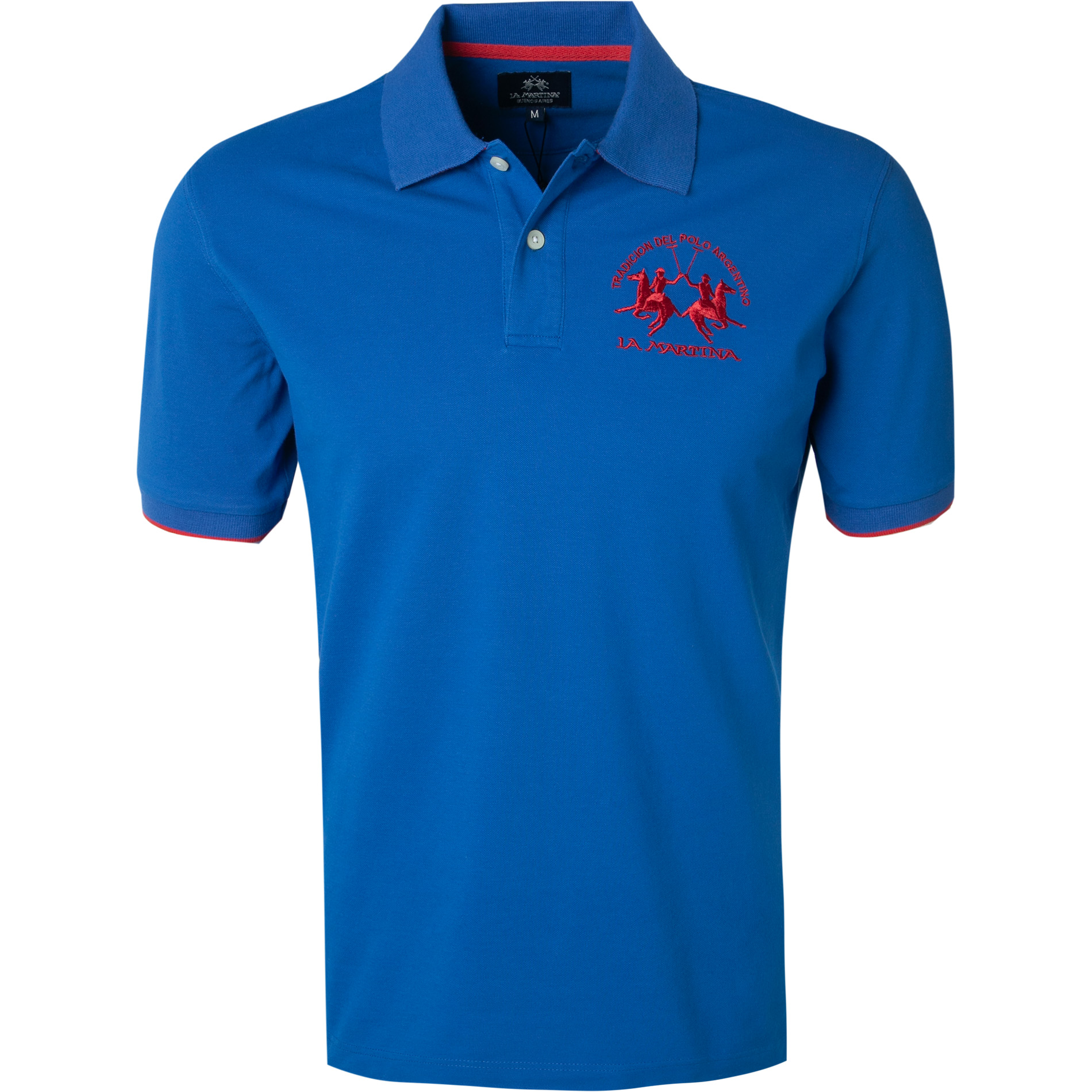 LA MARTINA Herren Polo-Shirt blau Baumwoll-Piqué
