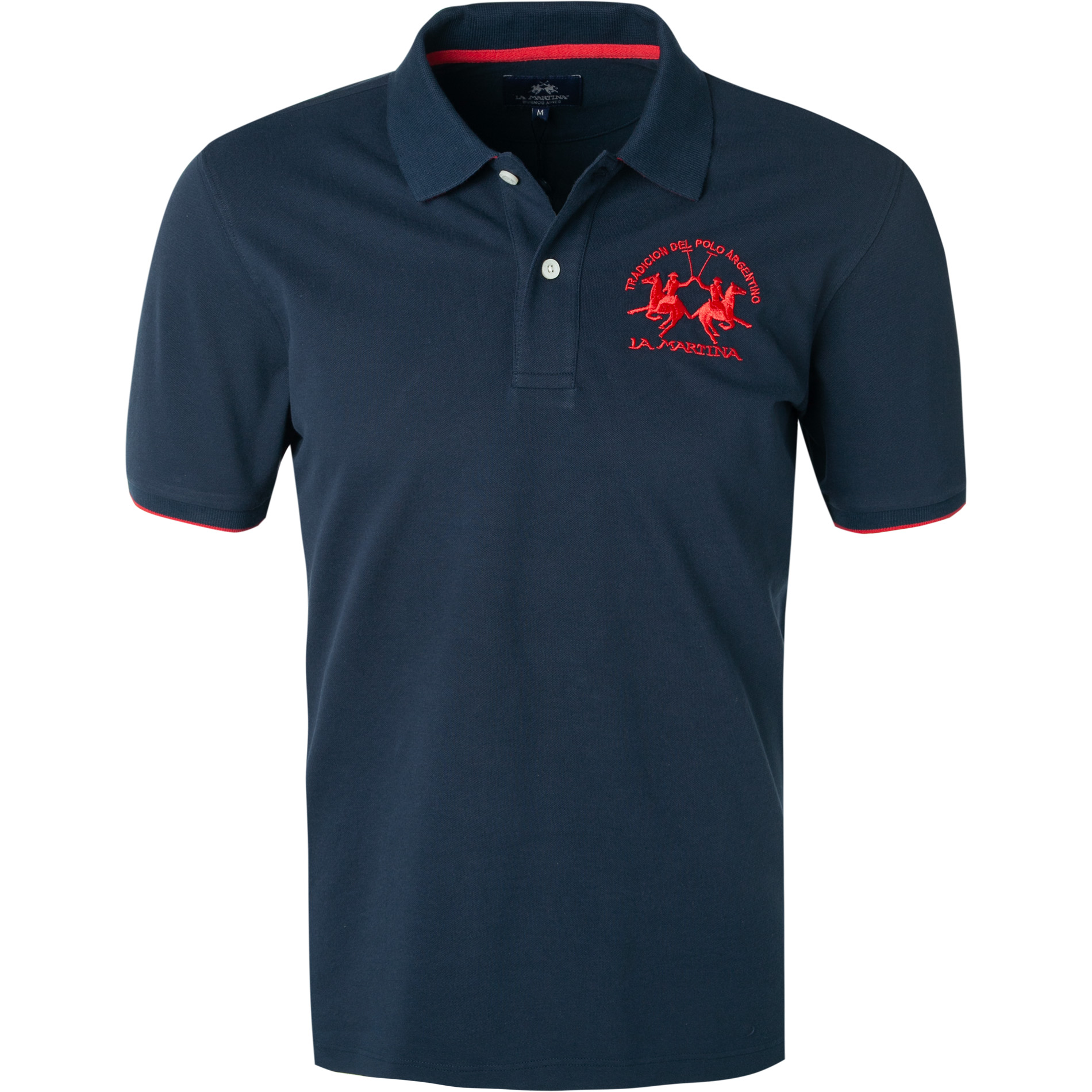 LA MARTINA Herren Polo-Shirt blau Baumwoll-Piqué
