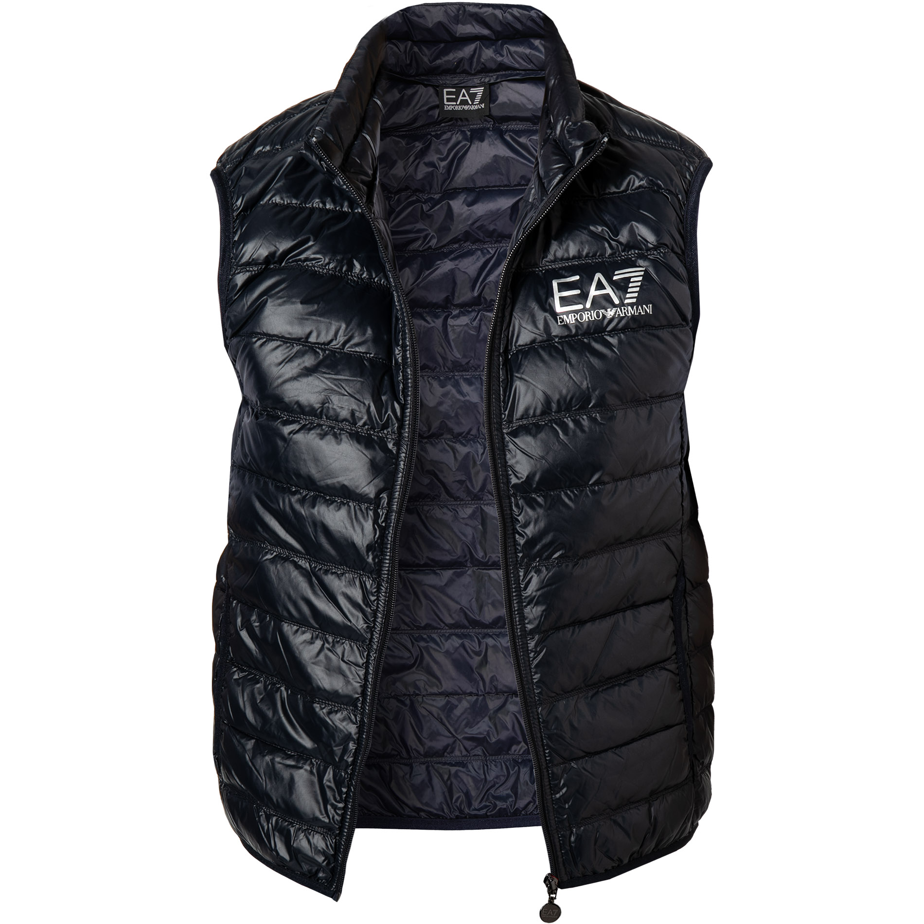 EA7 Herren Daunenweste blau Mikrofaser unifarben