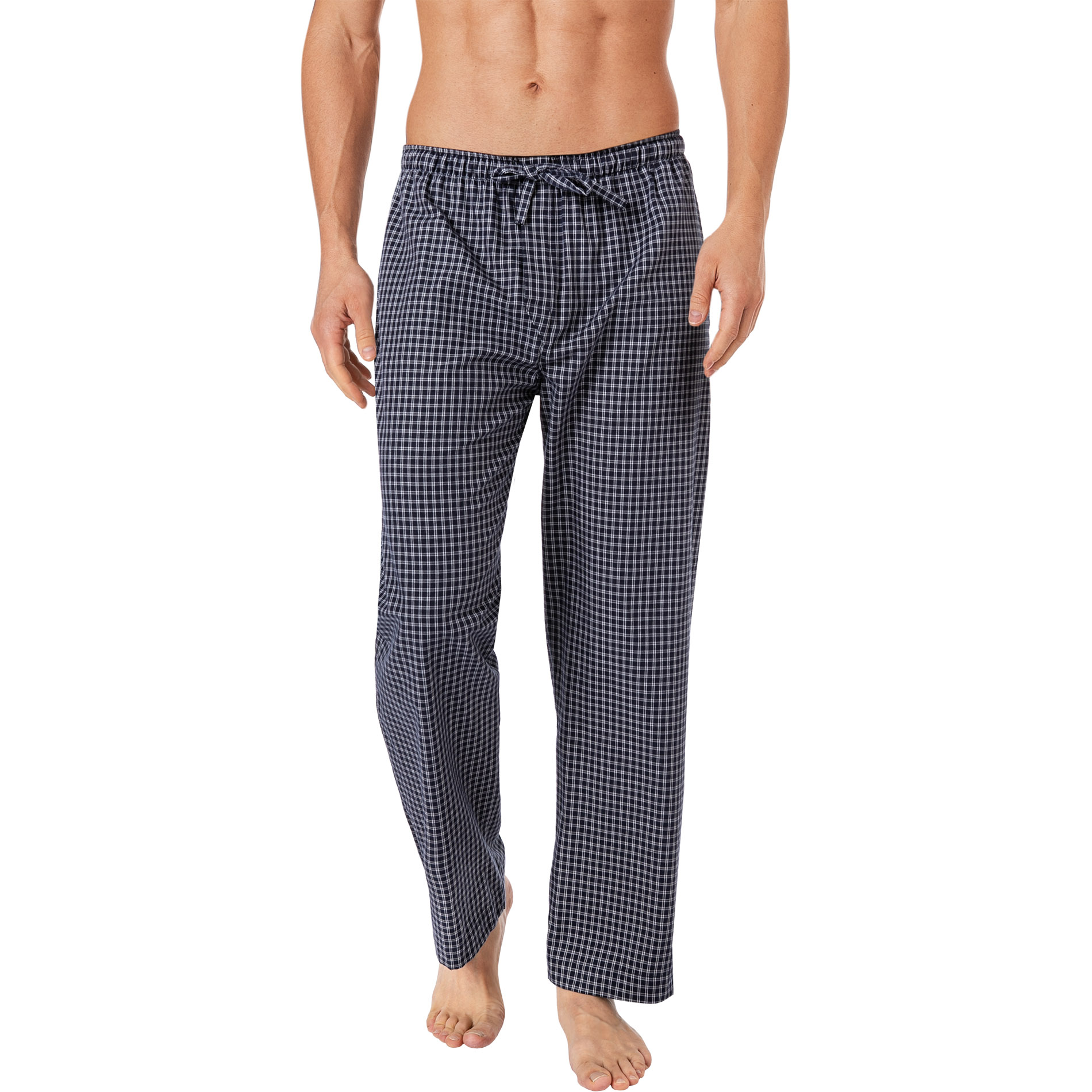 DEREK ROSE Herren Pyjamahose blau Baumwolle kariert