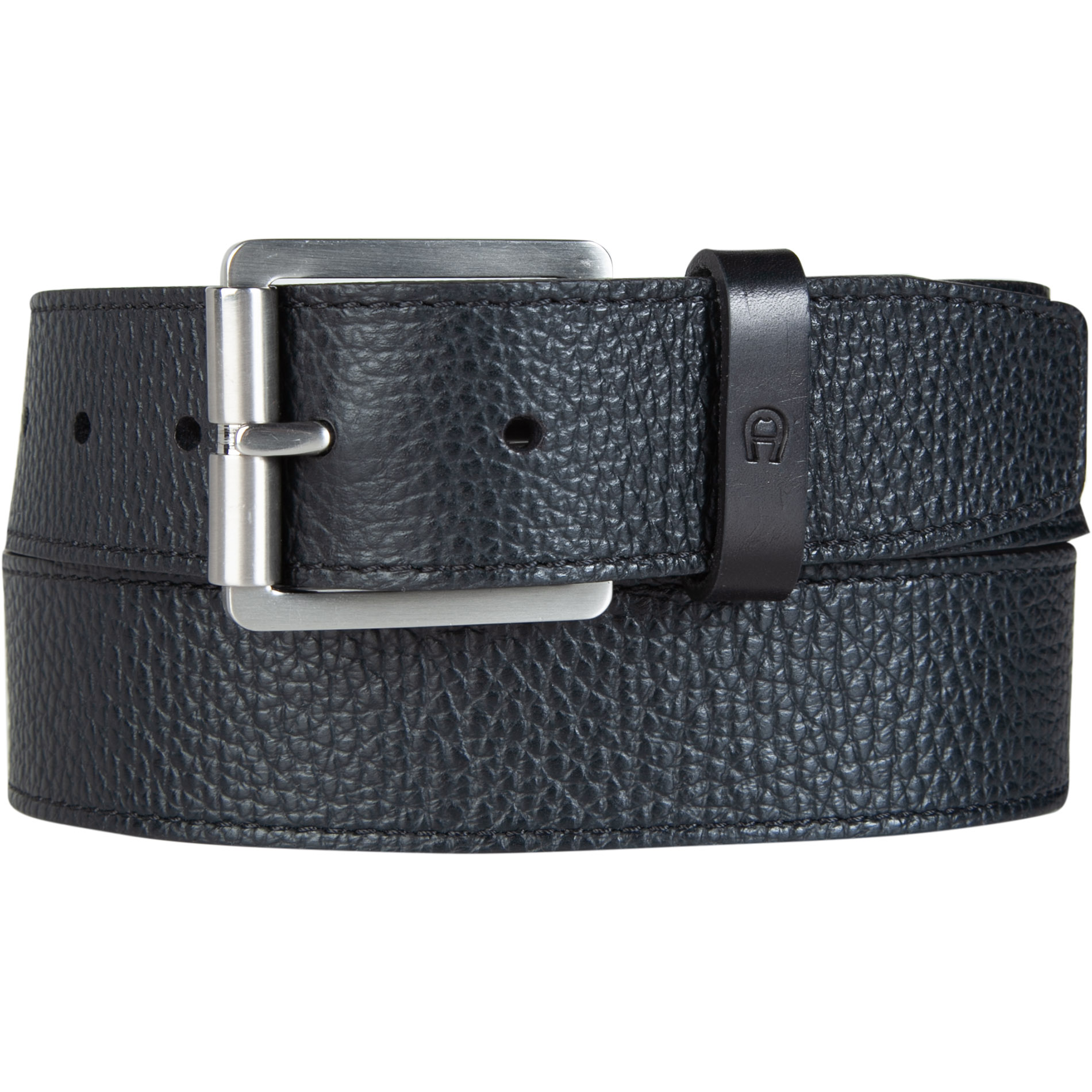 AIGNER Herren Gürtel schwarz Leder geprägt