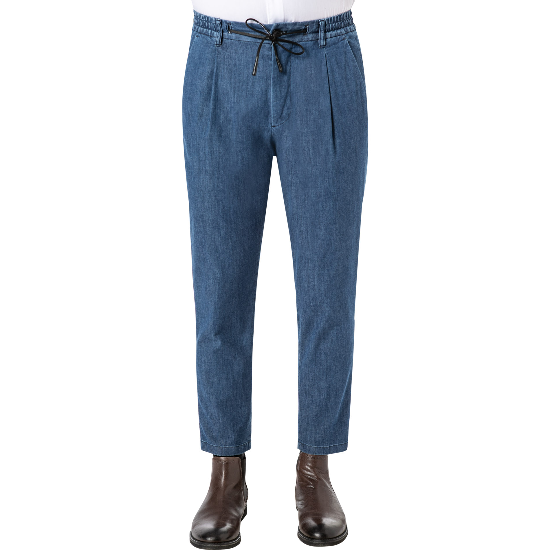 Strellson Herren Bundfaltenhose blau meliert