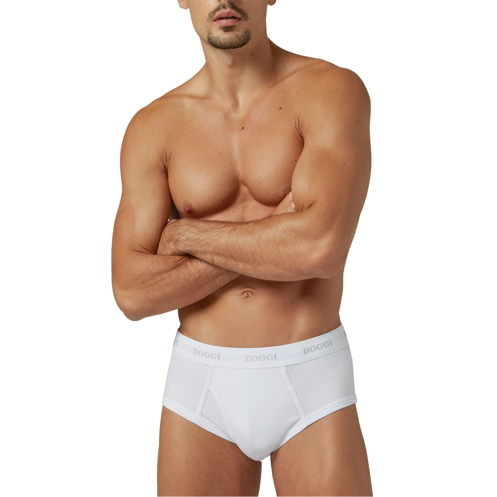BOGGI MILANO Herren Slip weiß Baumwolle unifarben