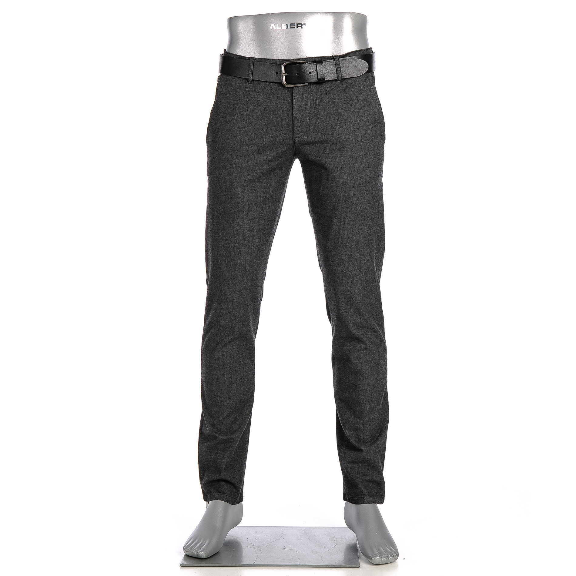 Alberto Herren Chino grau Baumwolle meliert