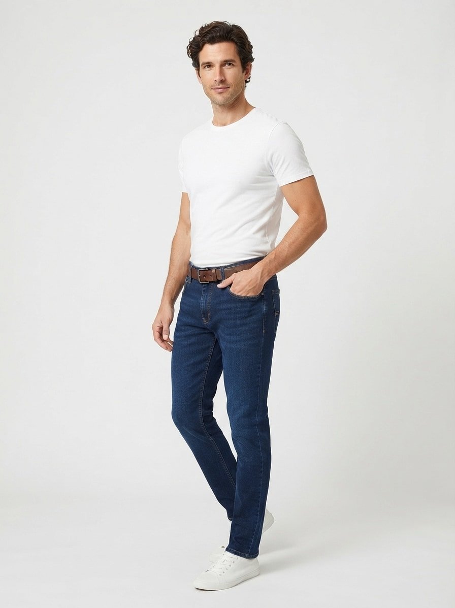 Cosy Denim, Modell Pipe, Regular Fit, Baumwoll-Stretch, dunkelblau