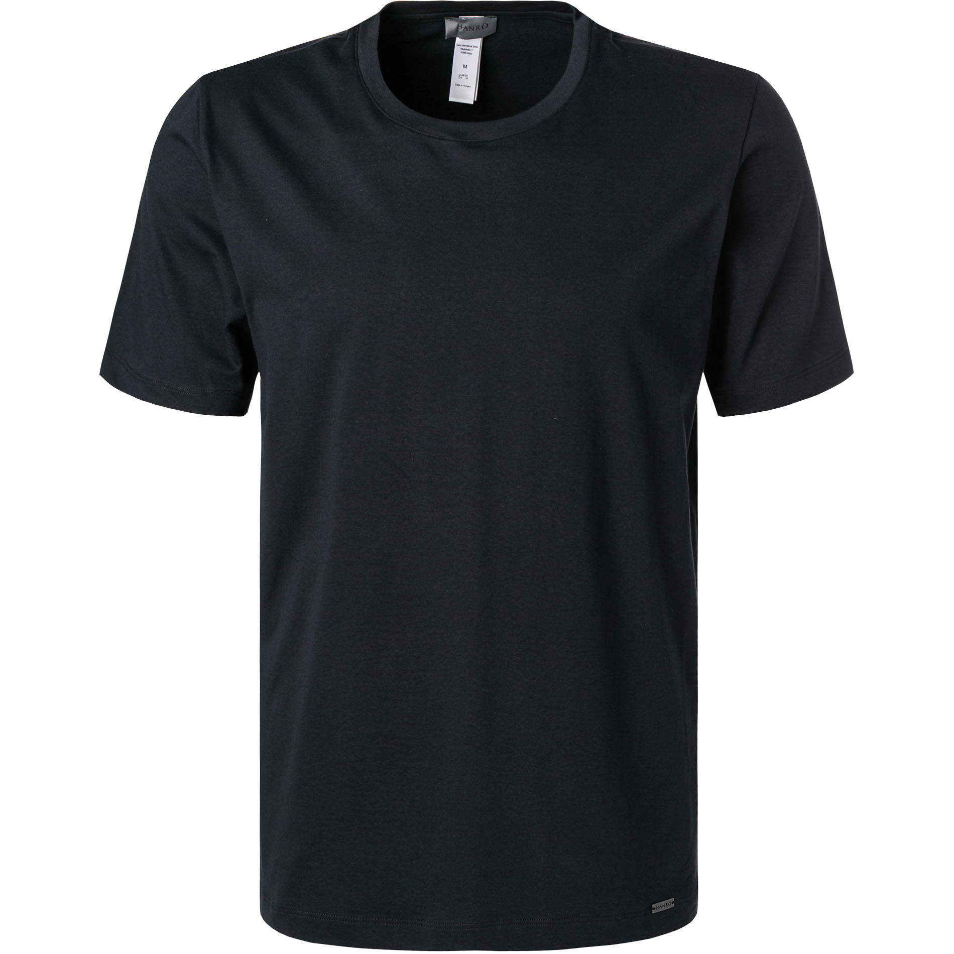 HANRO Herren Short Sleeve schwarz Jersey-Baumwolle unifarben