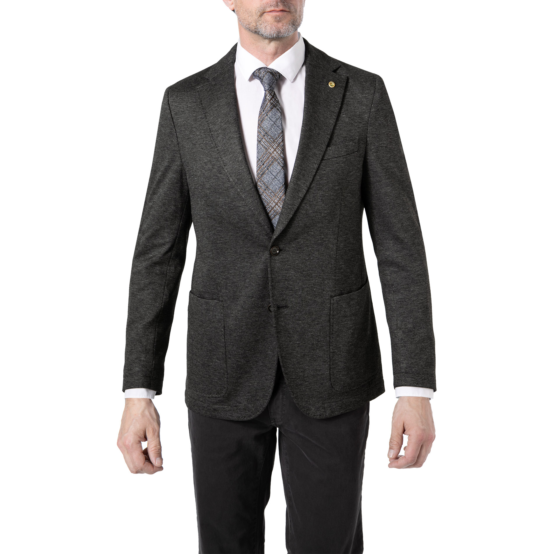 Carl Gross Herren Sakko grau Jersey