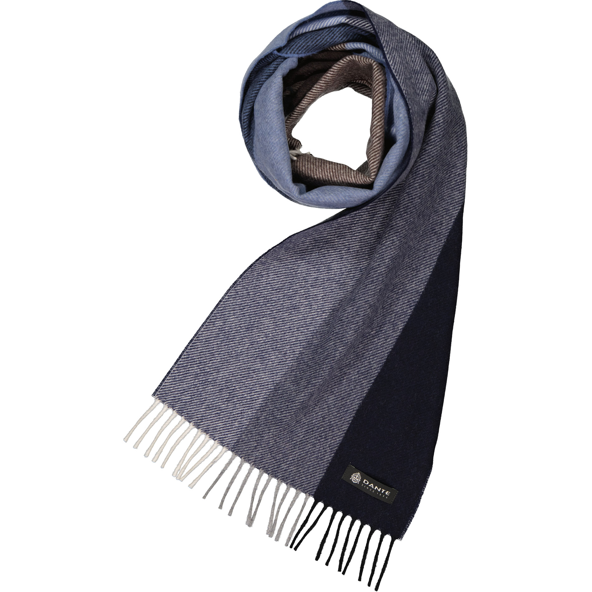 DANTE Herren Schal blau Kashmere-Wolle gestreift