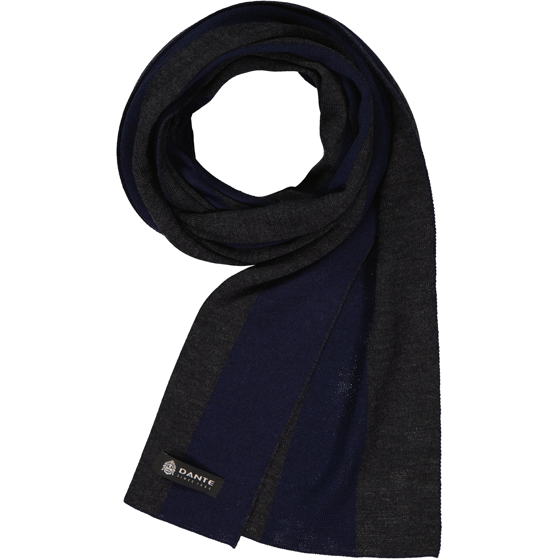 DANTE Herren Schal blau Woll-Stoff gestreift