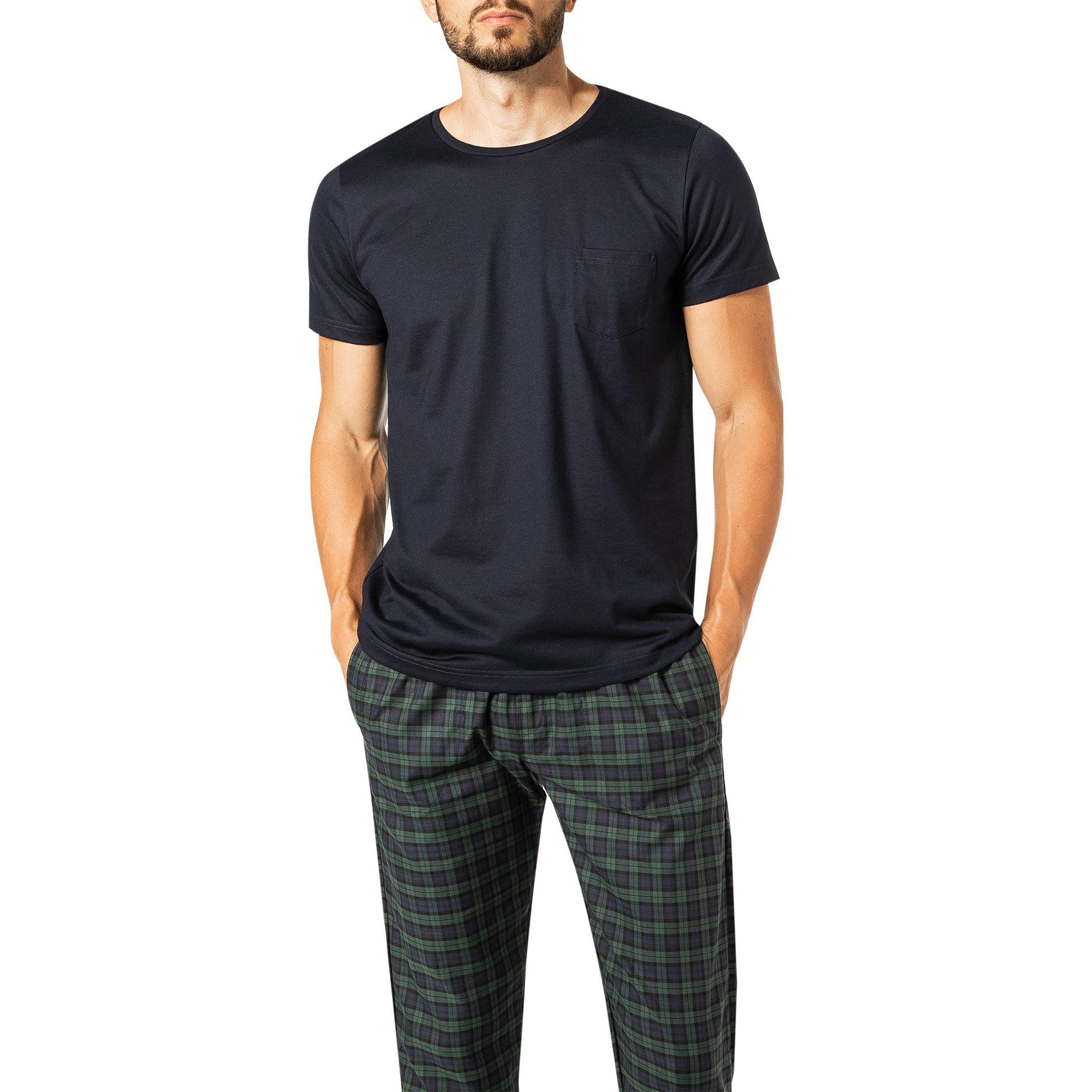 Novila Herren T-Shirt blau Baumwolle unifarben