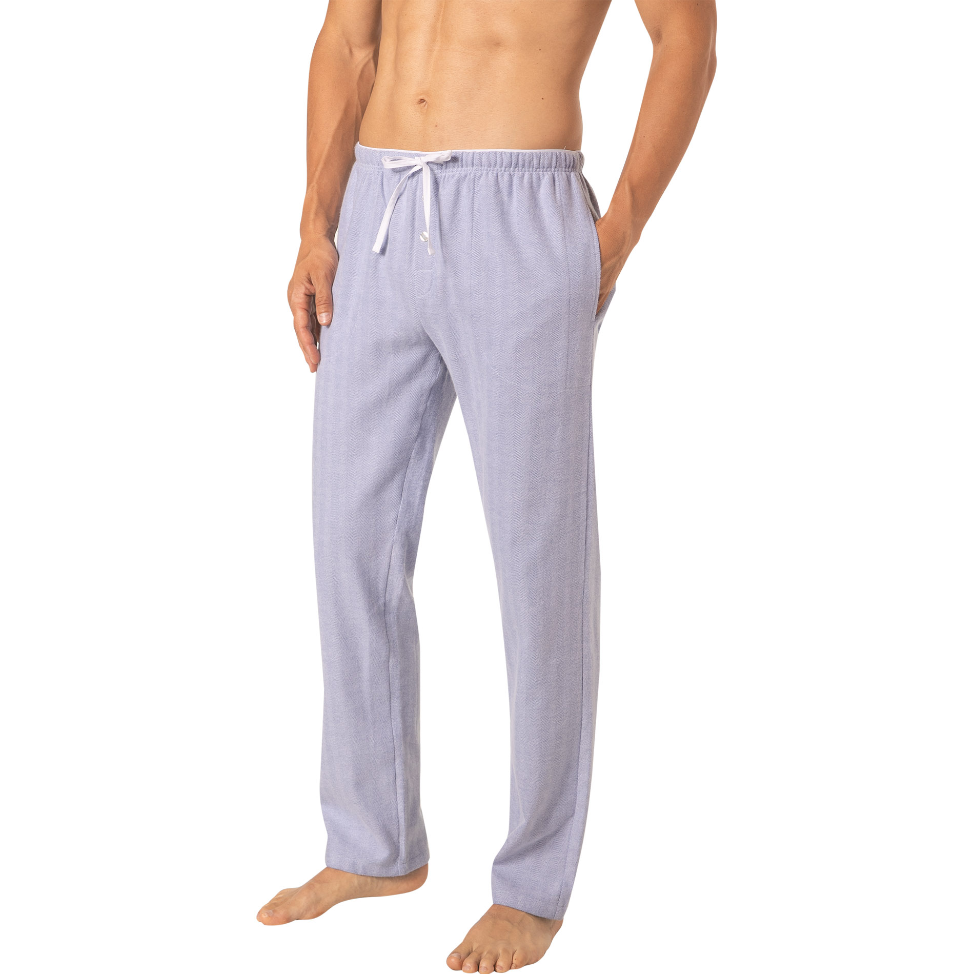Novila Herren Pyjamahose blau Flanell gemustert