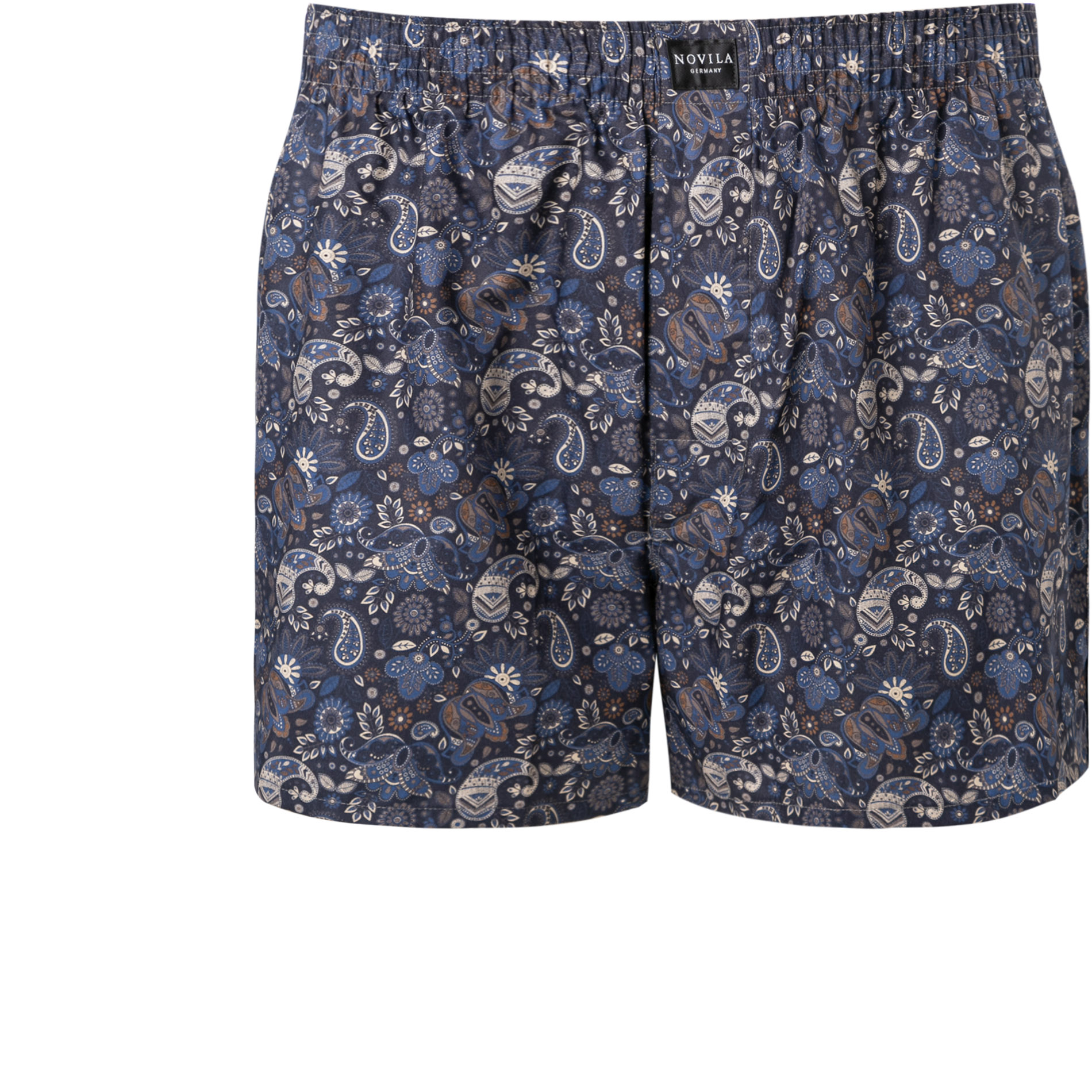 Novila Herren Boxershorts blau Baumwolle gemustert