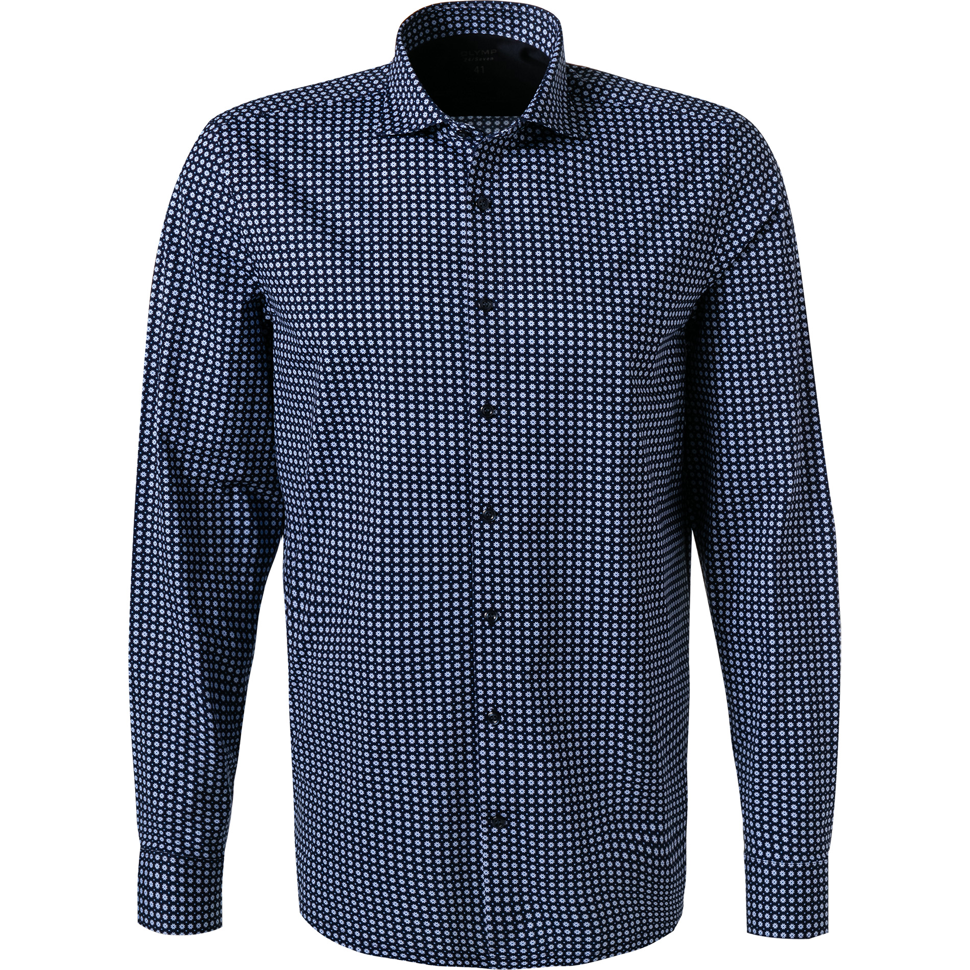 OLYMP Herren Hemd blau gemustert
