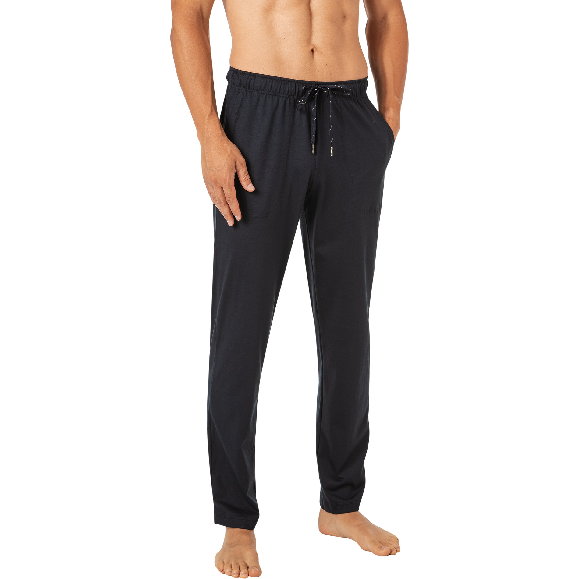 CALIDA Herren Pyjamahose blau Jersey-Baumwolle unifarben