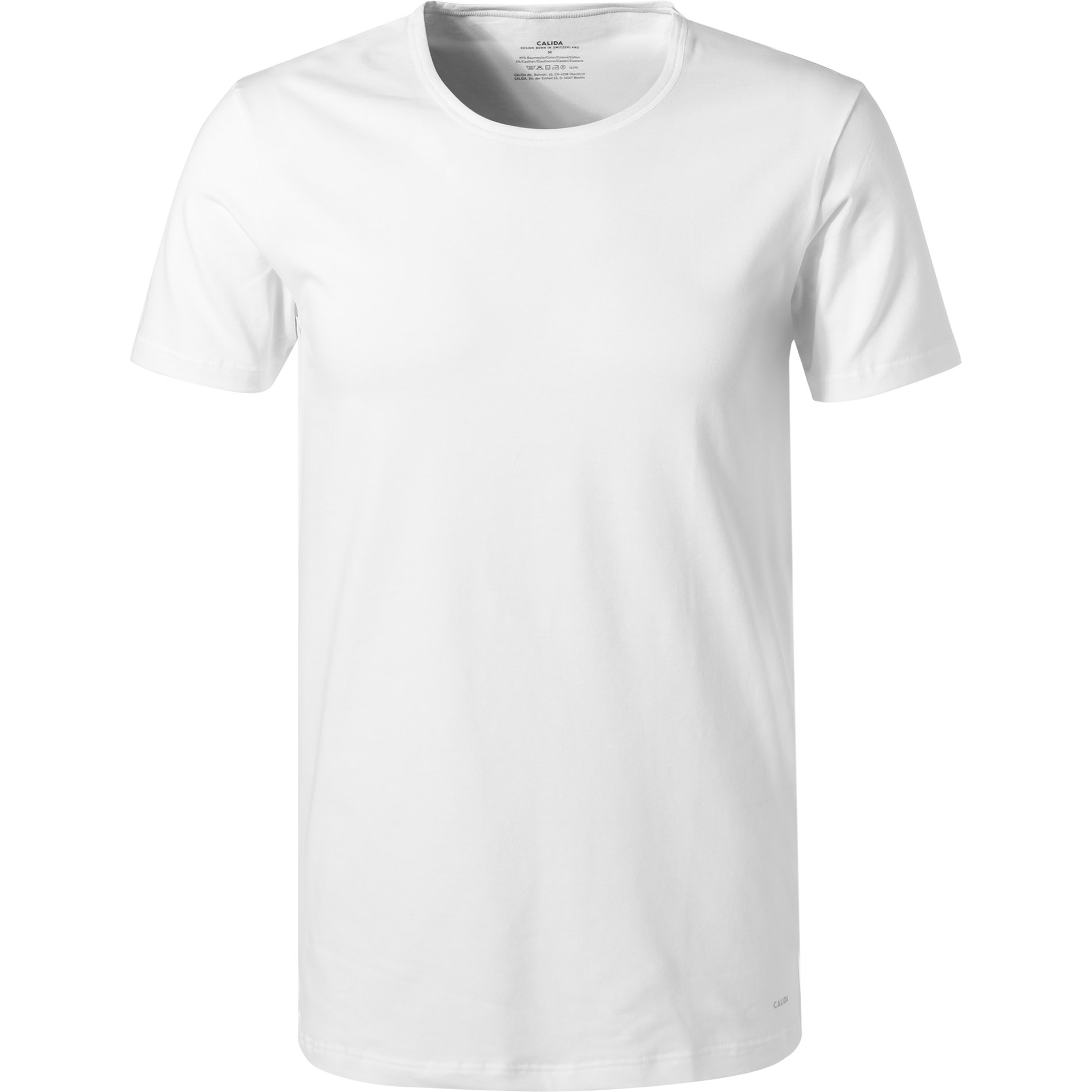 CALIDA Herren T-Shirt weiß Baumwolle unifarben