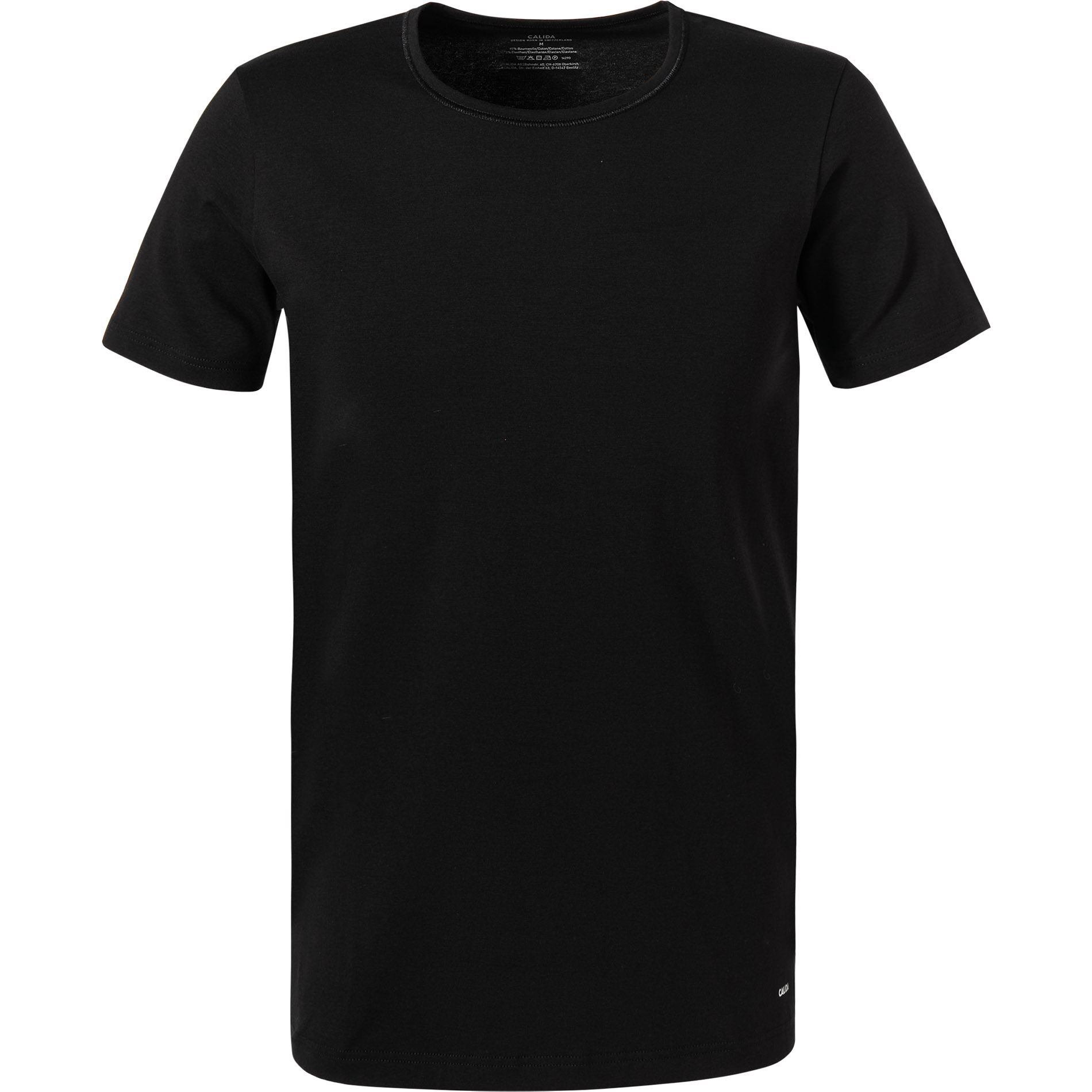 CALIDA Herren T-Shirt schwarz Baumwolle unifarben
