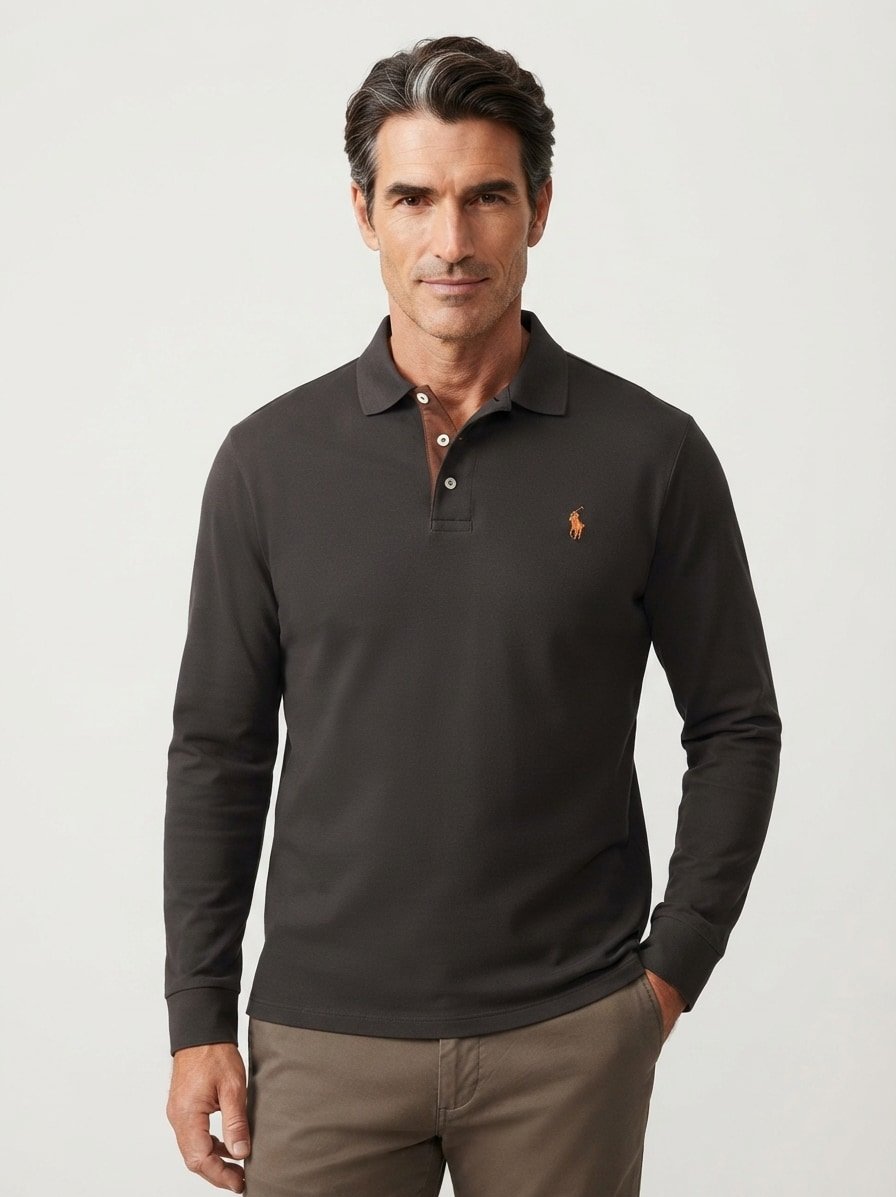 Polo-Shirt, Custom Slim Fit, Baumwoll-Jersey, schwarz