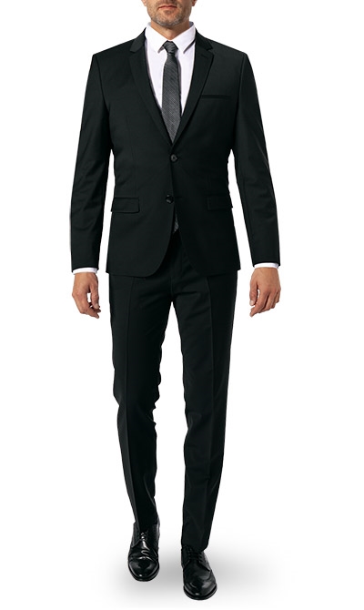Anzug Extra Slim Fit Schurwoll-Stretch schwarz